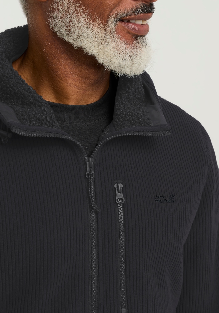 Jack Wolfskin Fleecejacke »LAKE RIDGE HOODED JKT M« mit Kapuze windabweisend, mit hochschliessendem Kragen
