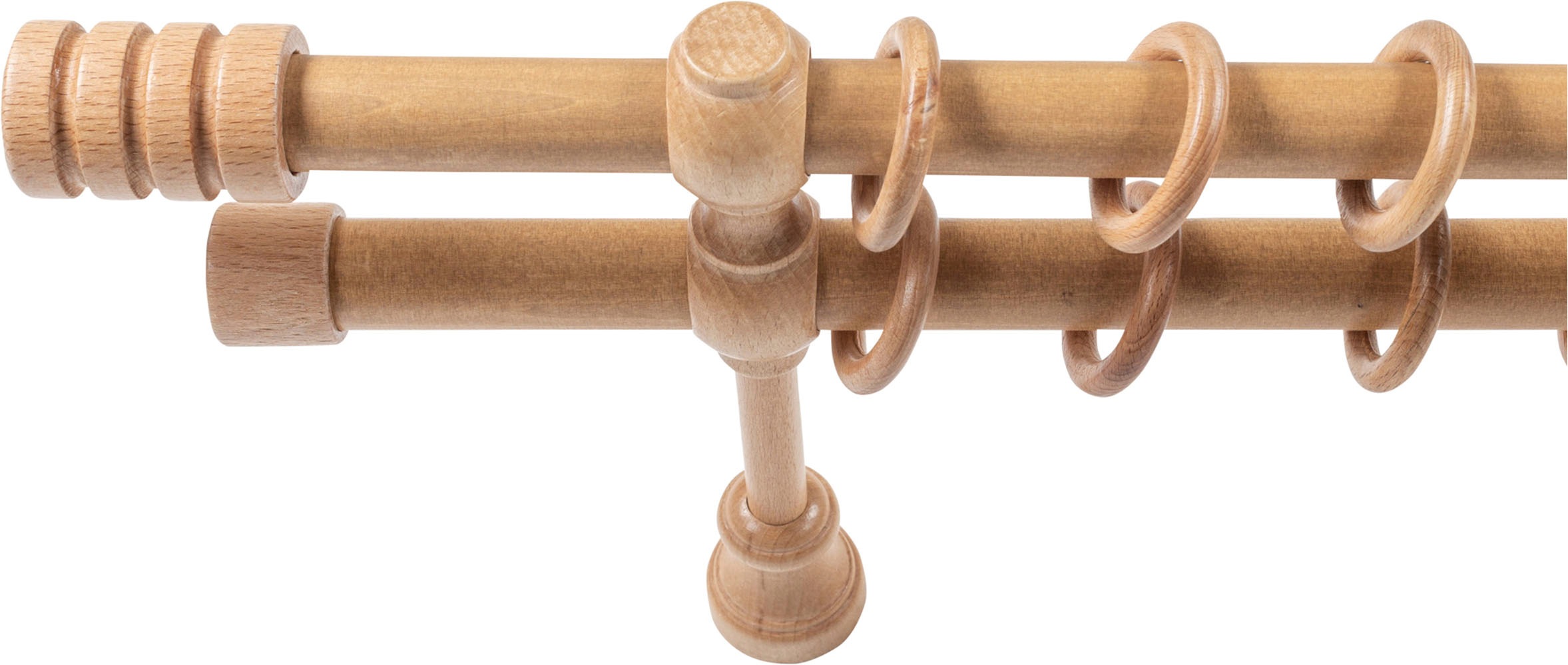SN DECO GROUP Gardinenstange »Pisa« 2 läufig-läufig Fixmass 28 mm, Holz, verschiedene Längen und Farben, Komplettset