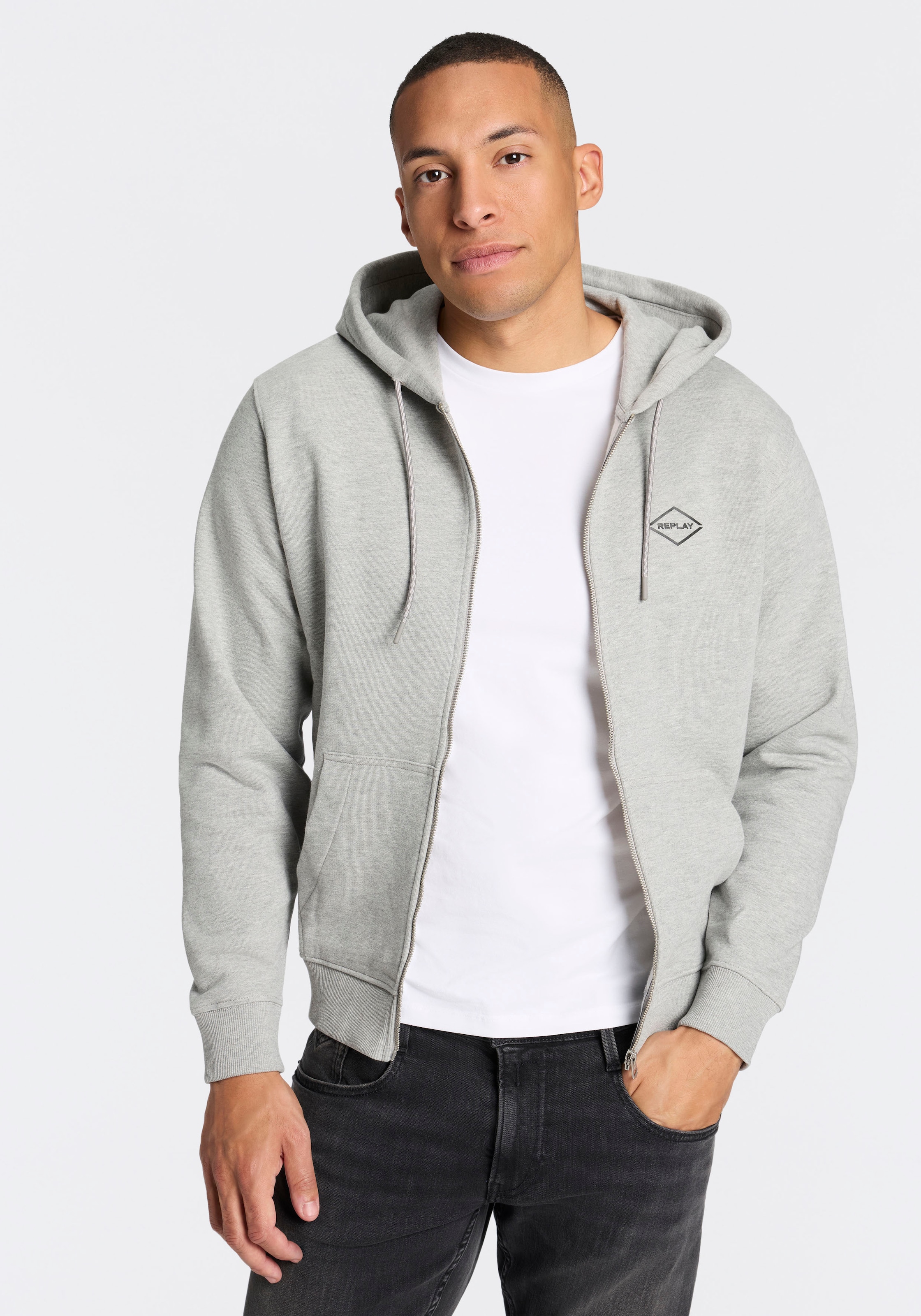 Replay Sweat à capuche en coton, coupe régulière