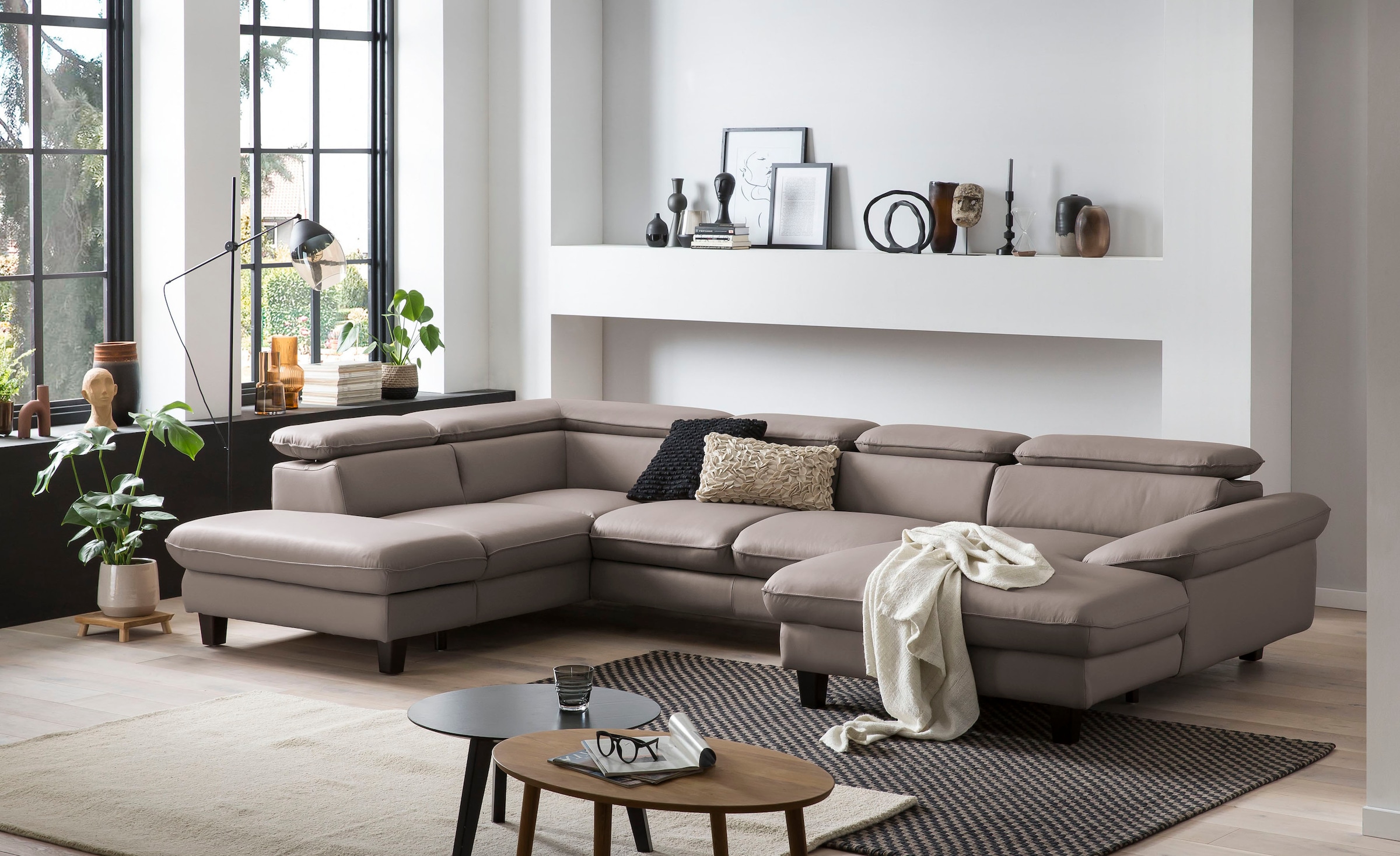 Home affaire Wohnlandschaft »Pilot U-Form« mit Kopfteilverstellung, wahlweise mit Bettfunktion & Bettkasten