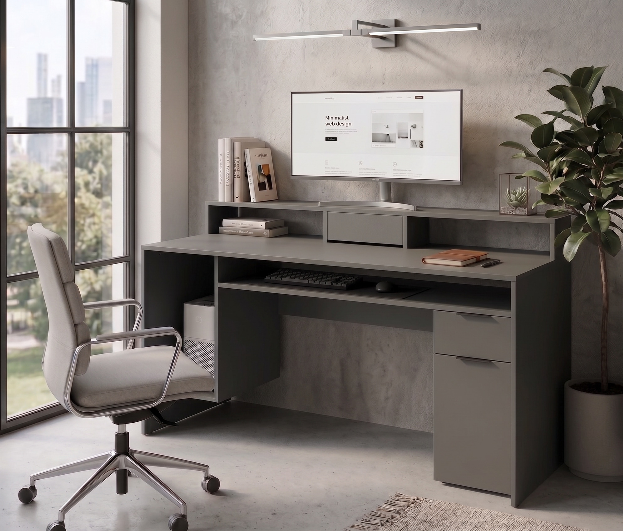 GOODproduct Schreibtisch »Peooria Computertisch mit Monitoraufsatz & Towerfach, viel Stauraum« Büroschreibtisch, Gamingtisch mit Schublade, modern, Breite 160 cm