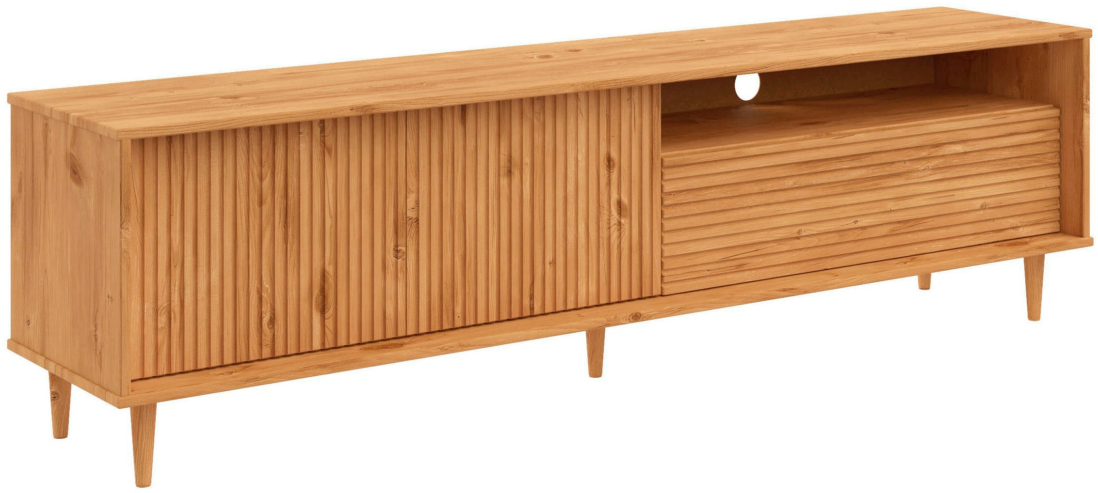 GOODproduct Lowboard »Malmedy  Front mit gefrästen Rillen« TV-Kommode aus massivem Kiefernholz, Push-to-open, Breite 180 cm