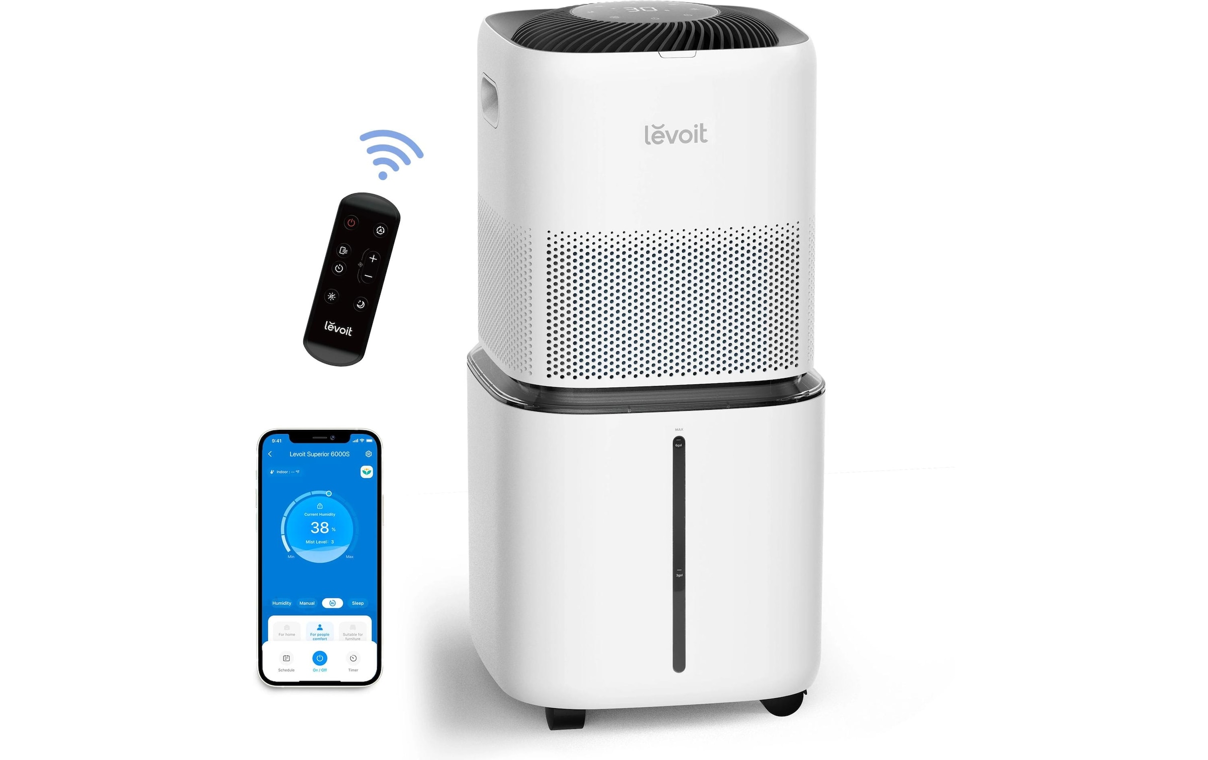 Levoit Humidificateur d'air »LVAC-200« 99,9% Filtration, Anti-Tangle, bis zu 50 Minuten