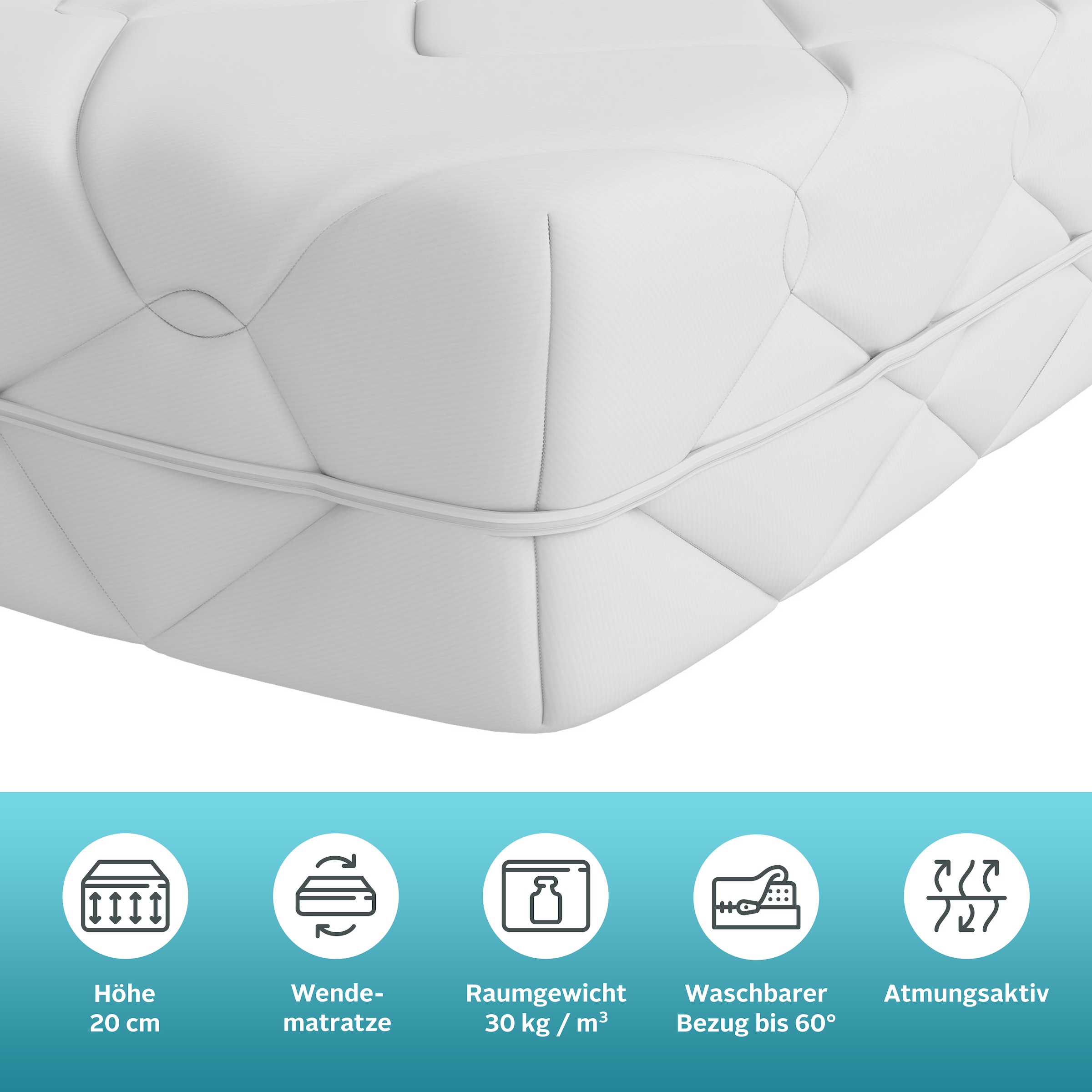 GOODproduct Matelas mousse confort »Luxus 20, 7 Zonen Matratze 90x200 cm, 140x200 cm & weitere Grössen« 20 cm hoch Raumgewicht: 30 kg/m³ 1 pièce, 1 cuis tlg. Matelas réversibles H2 / H3 / H4, ergonomiques, respirants