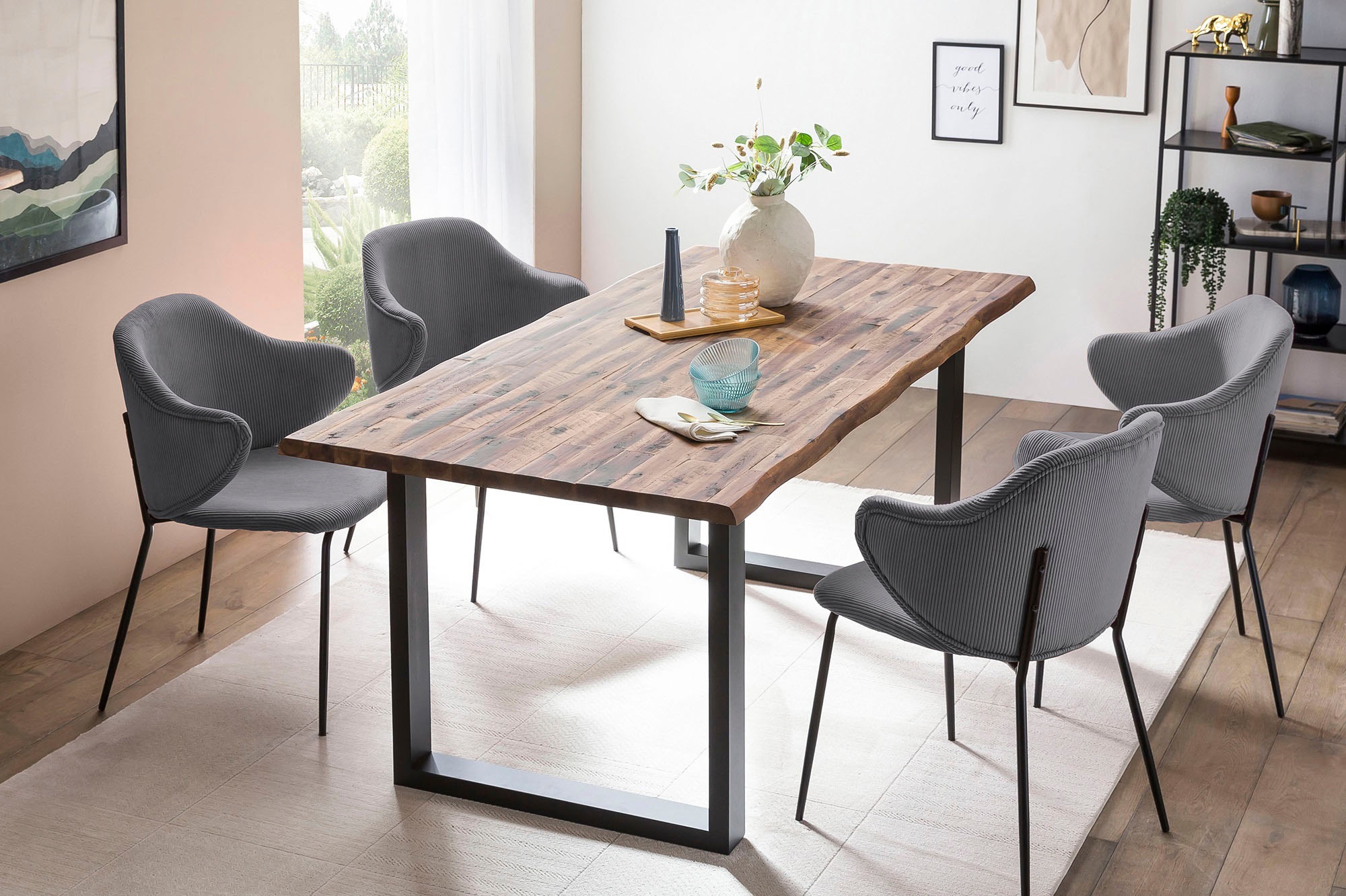 SalesFever Armlehnstuhl »Skive Zweier-Set mit stilvollem Cord-Optik Bezug« (Set) 2 Stk.Bezug in Cord-Optik