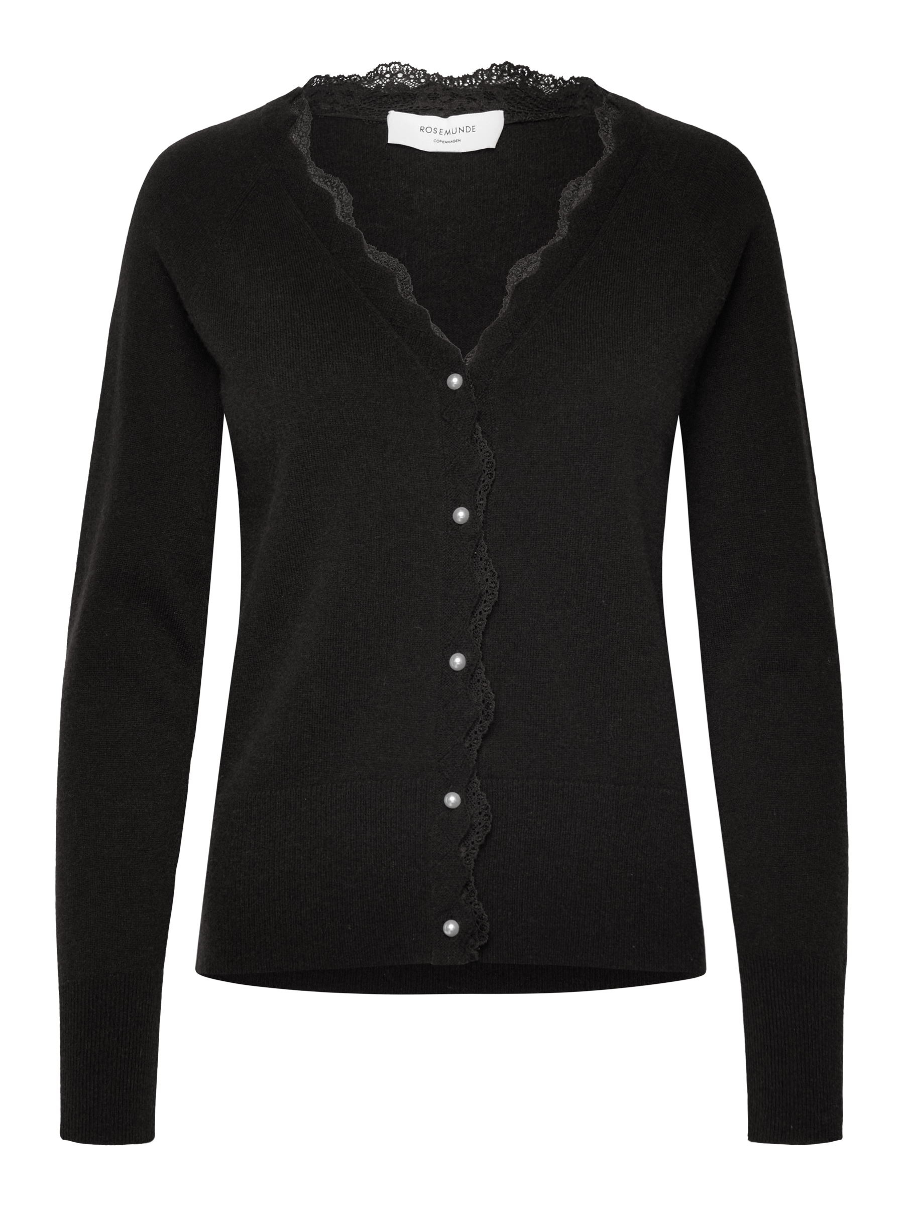 rosemunde Cardigan »Laica lace cardigan« Perlenknöpfe, Spitze, Langarm, V-Ausschnitt, feminin, Baumwollmix