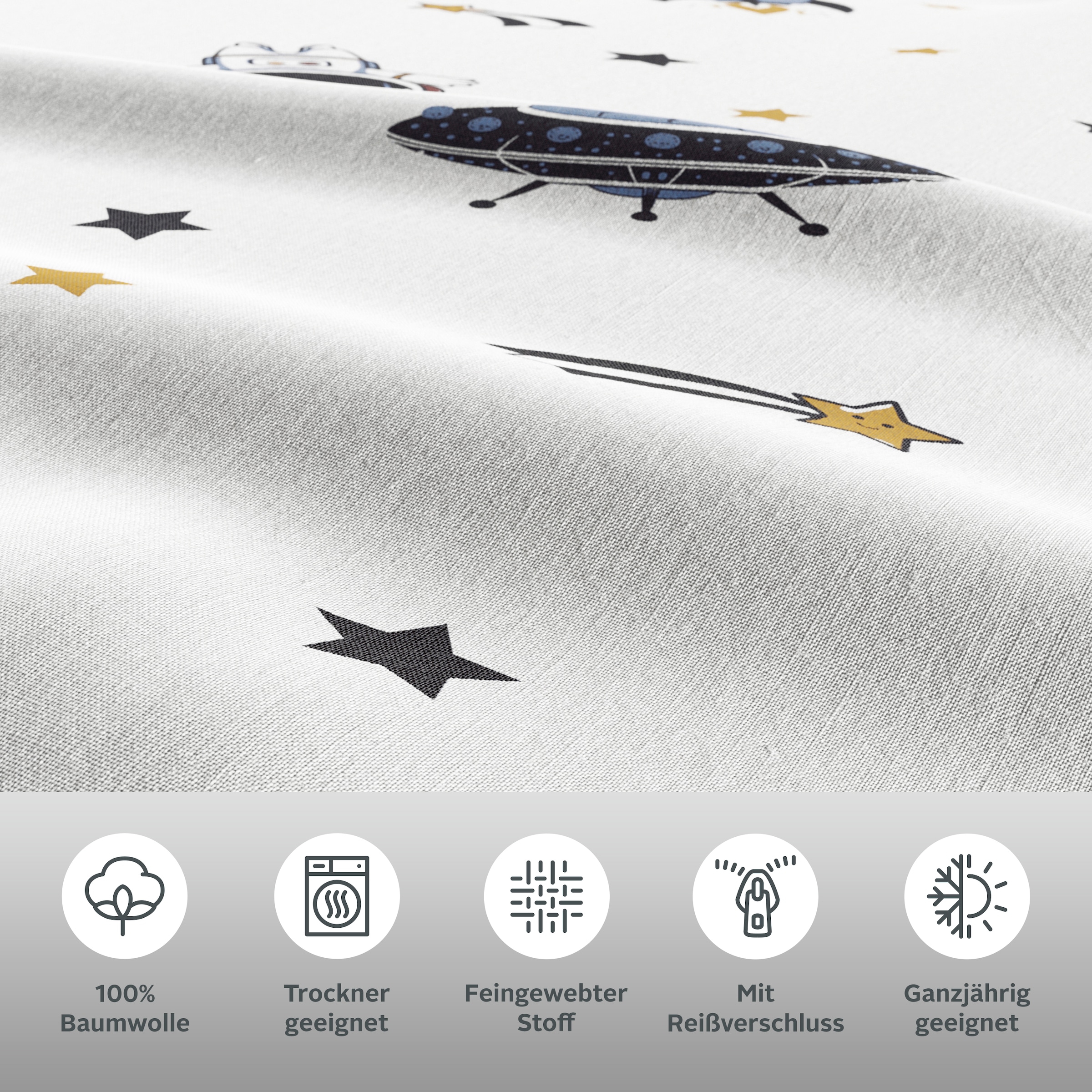 Lüttenhütt Linge de lit pour enfants »CUDDLEE« 2 cuis tlg. in vielen Designs: Dino,Einhorn,Weltraum,Baustelle,Herz,Trecker,Safari