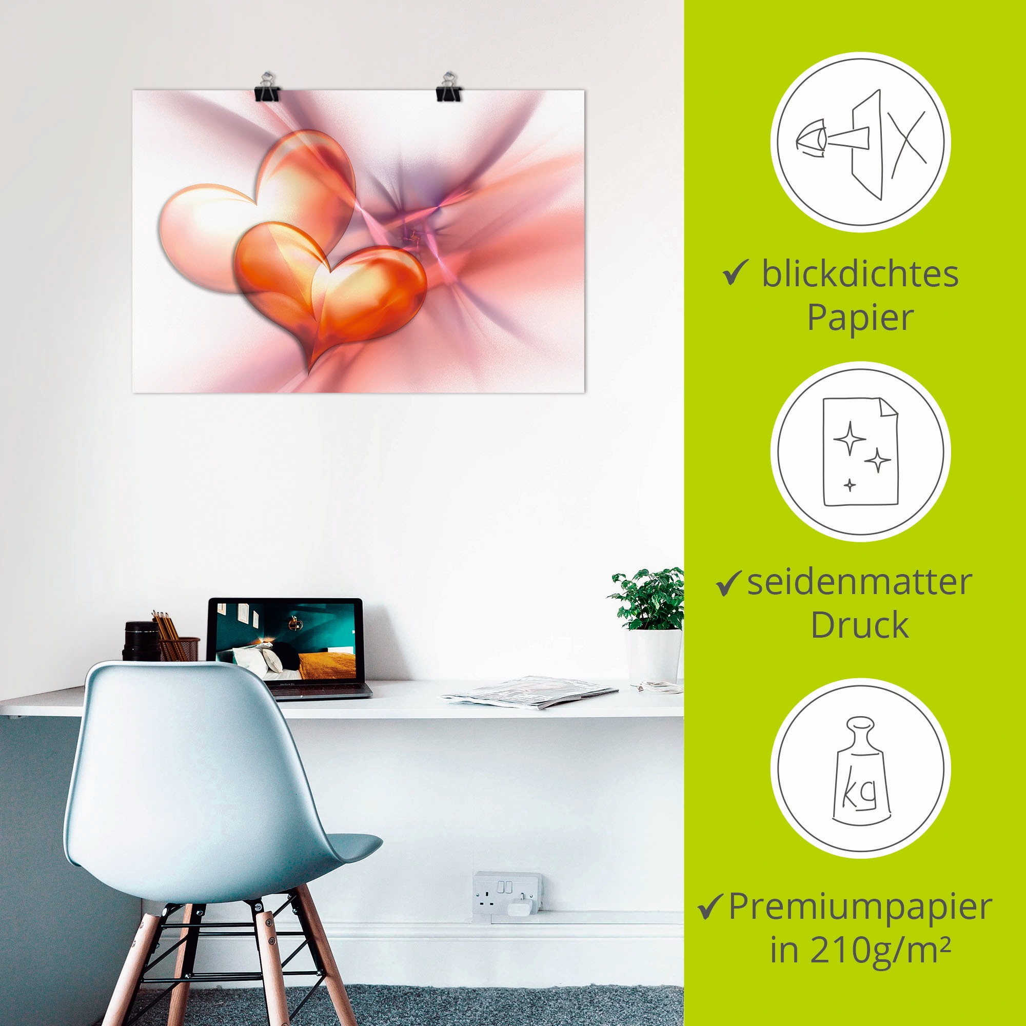 Artland Wandbild »Das höchste Glück« Herzen 1 Stk. tlg. als Leinwandbild, Poster in verschied. Grössen