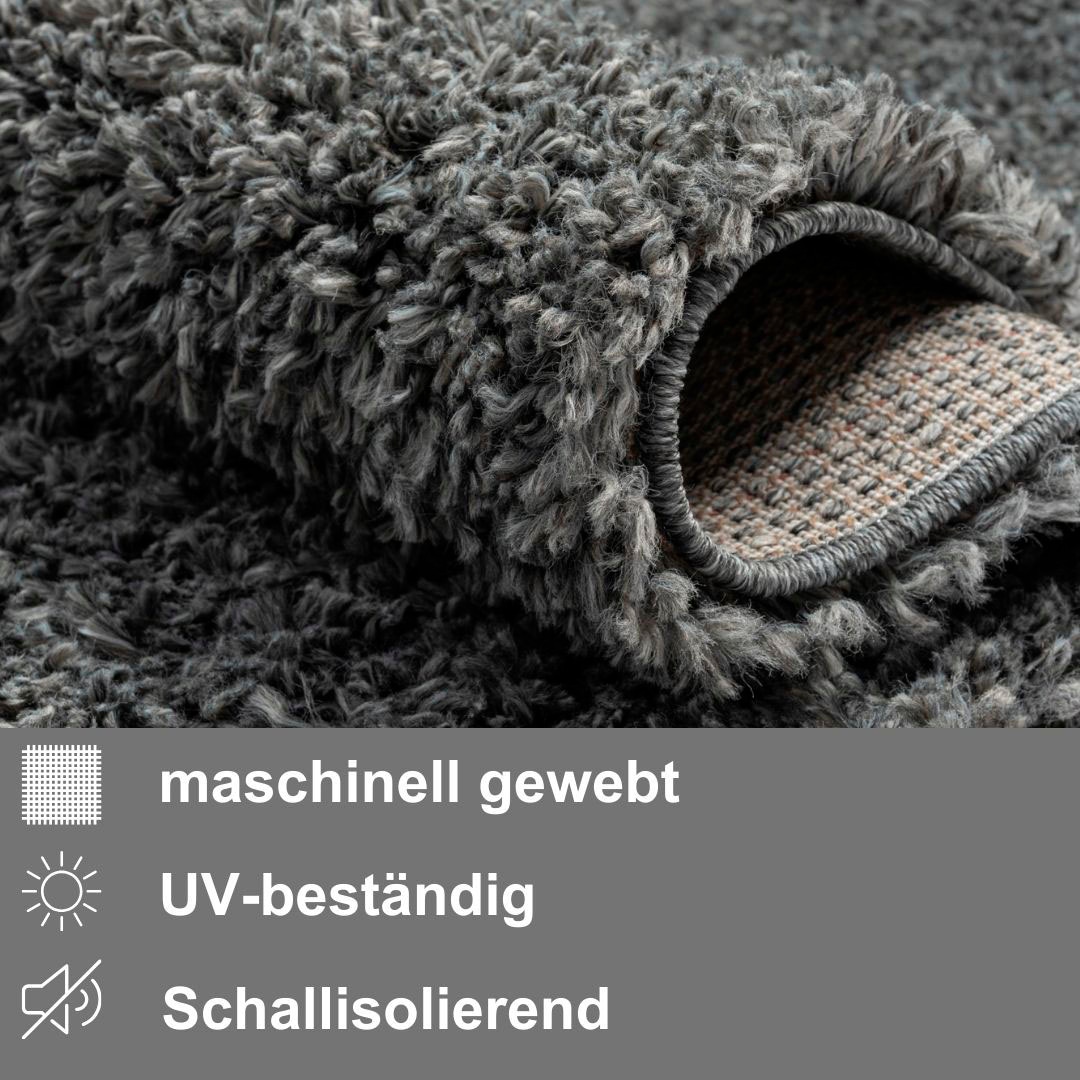 Myflair Möbel & Accessoires Hochflor-Bettumrandung »My Shaggy« Höhe 37 mm 3 Stk. tlg. Shaggy, Uni-Farben, leicht glänzend, extra flauschig, Läufer-Set