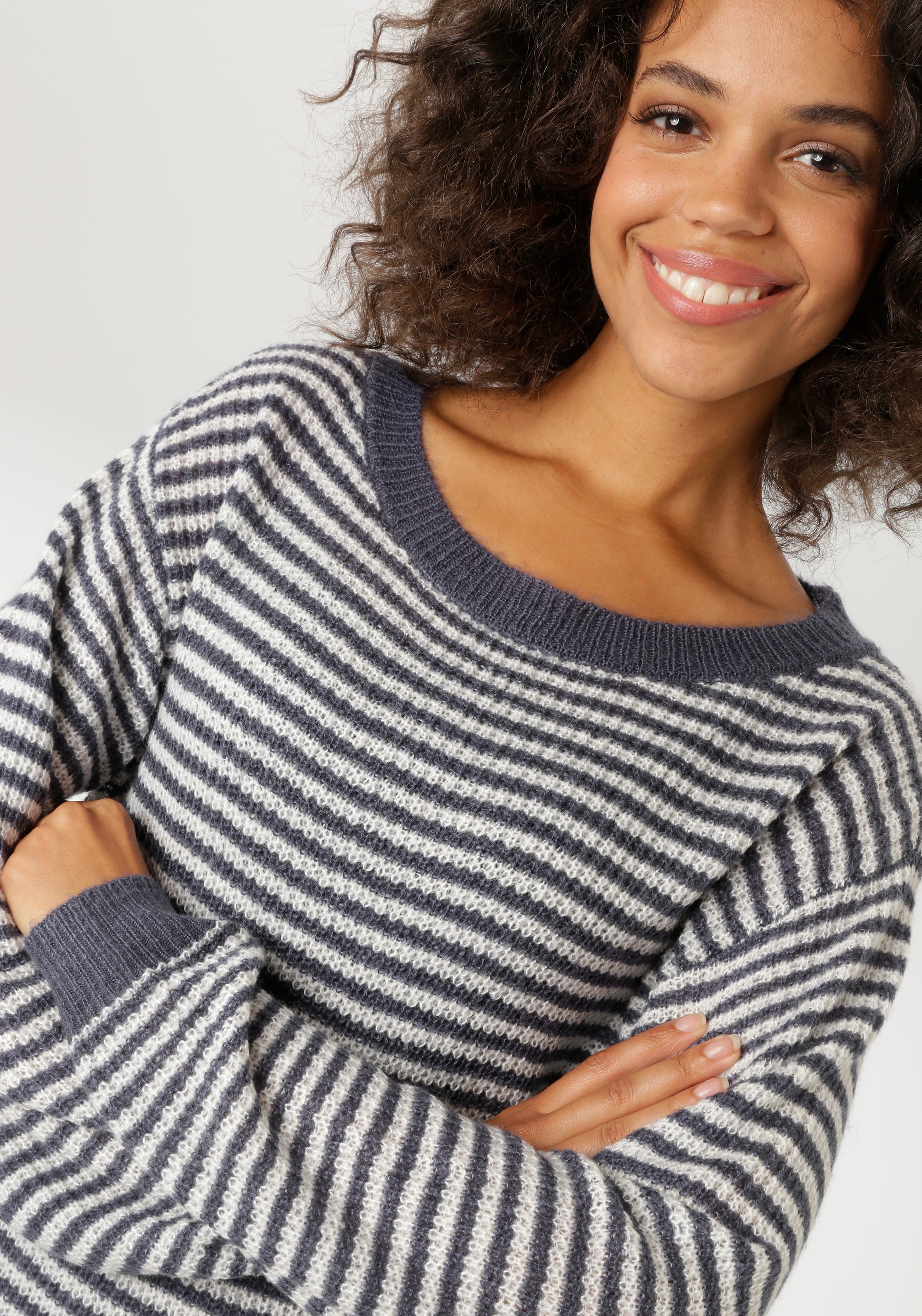 Aniston CASUAL Strickpullover im maritimen Ringel-Dessin - NEUE KOLLEKTION