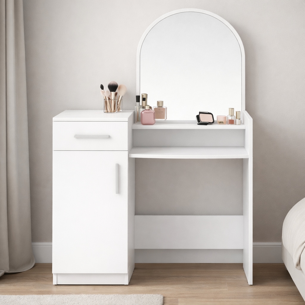 GOODproduct Schminktisch »Trympo 1, Kosmetiktisch, Frisiertisch, Schminkkommode, Toilettentisch« Schminktisch mit Spiegel und Stauraum (1 Schublade, 1 Tür)