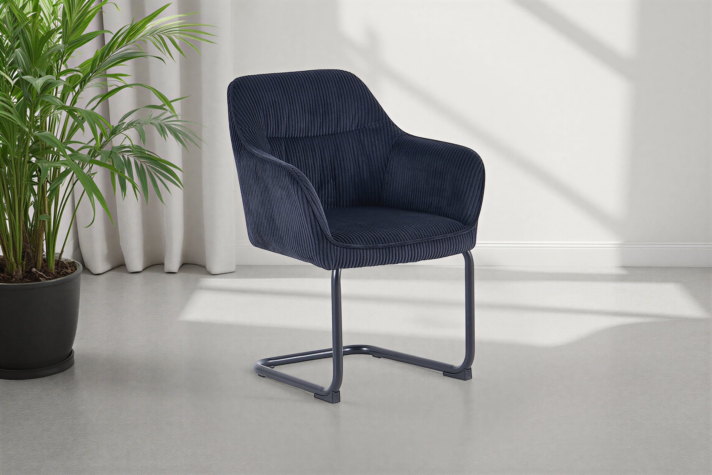 byLIVING Chaise cantilever »ELBA« (Ensemble) 2 cuisGrob-Cord, 110 kg, 180° drehbar Rückholfunktion, Schwingstuhlgestell