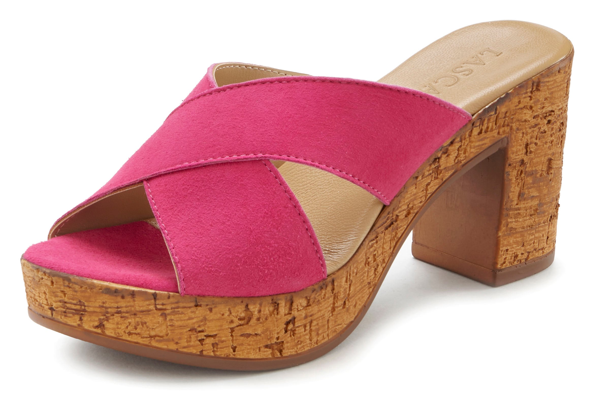 LASCANA Pantolette »Sommerschuh, offener Schuh, Sandalette, Mule,«  aus Leder mit Blockabsatz
