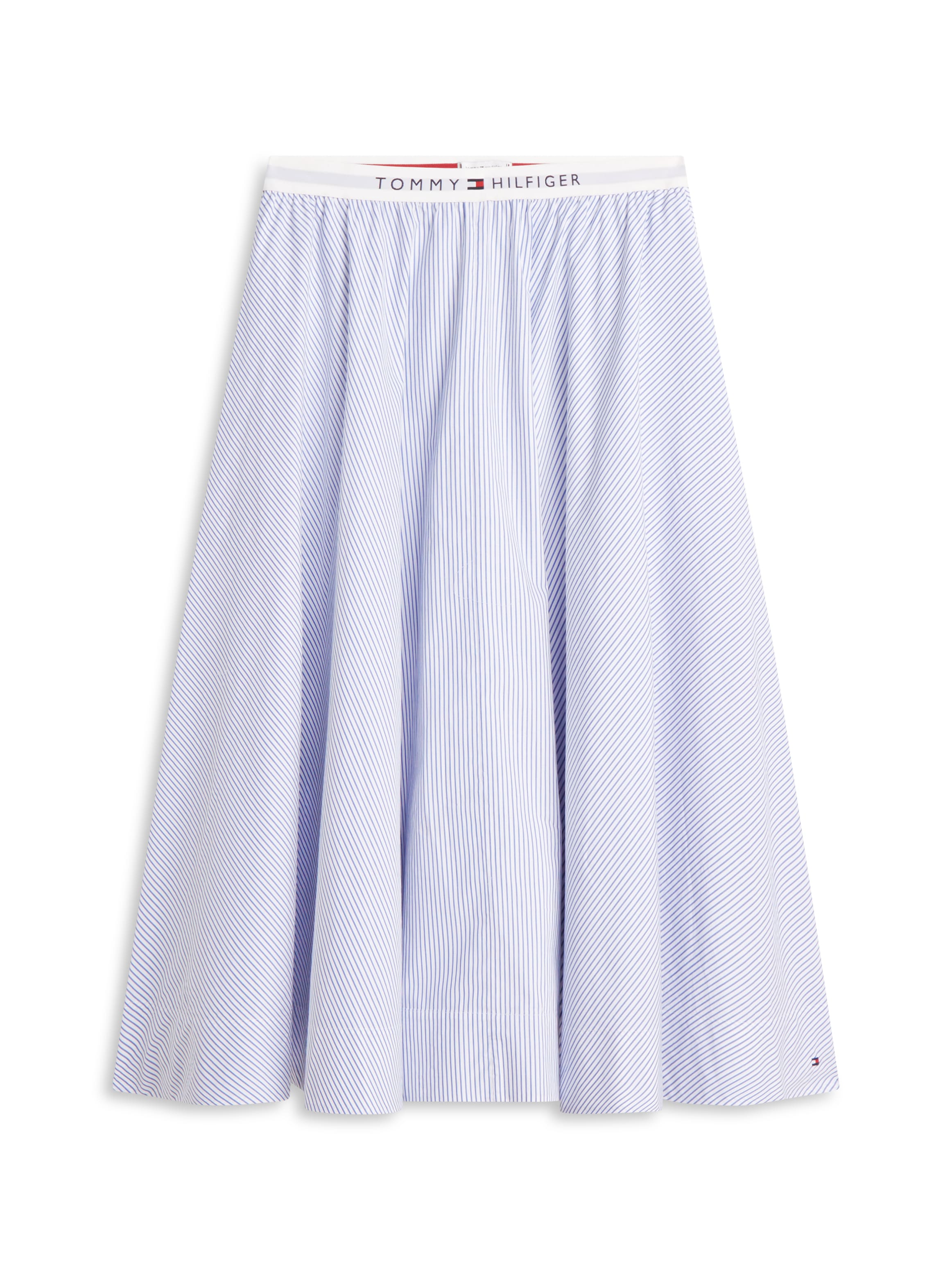 Tommy Hilfiger Jupe en ligne A »POPLIN BRANDED MIDI SKIRT« en longueur midi, avec ceinture à logo