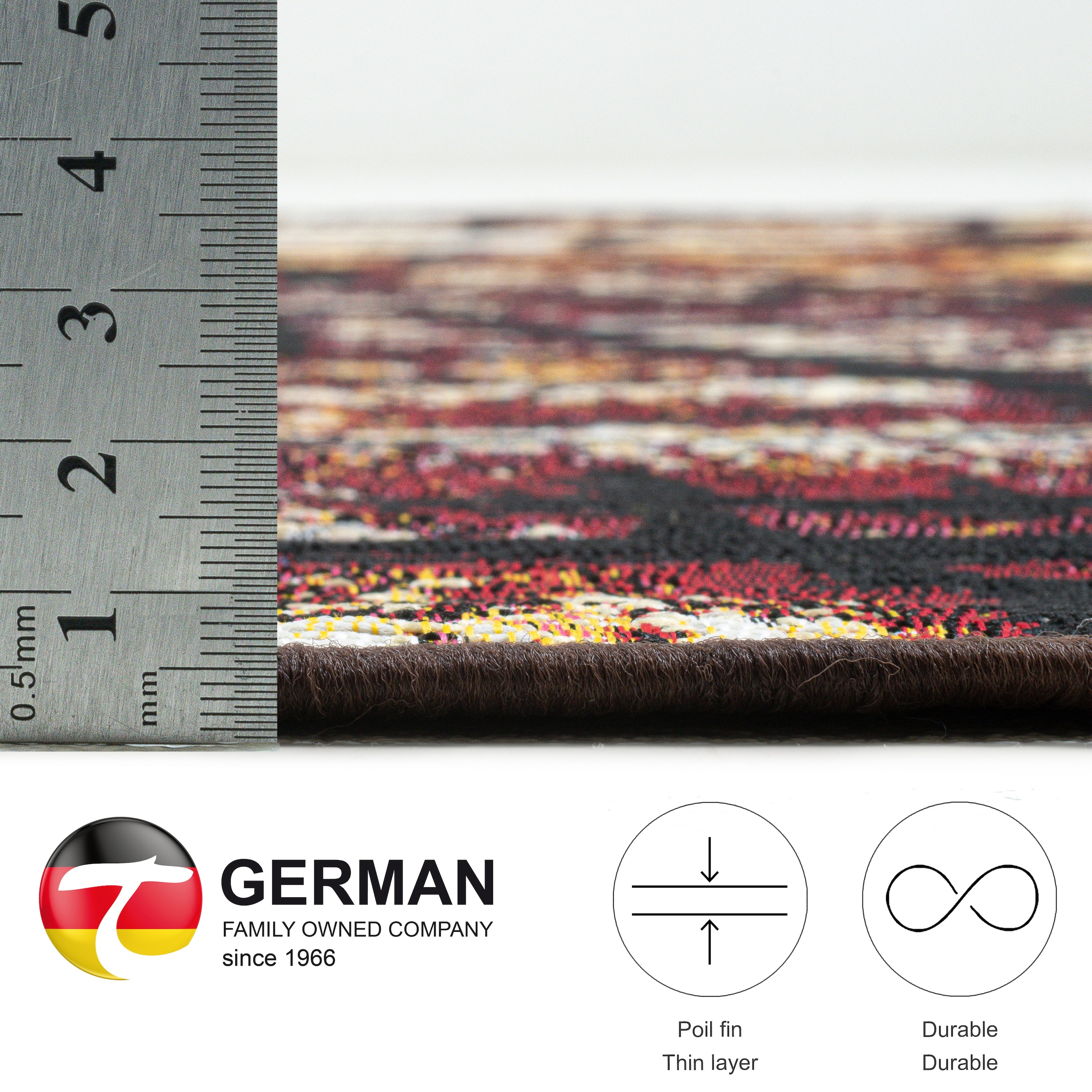 Gino Falcone Tapis »Aurora GF-095« Rond 5 mm Höhe Aspect bois, idéal pour salon et chambre