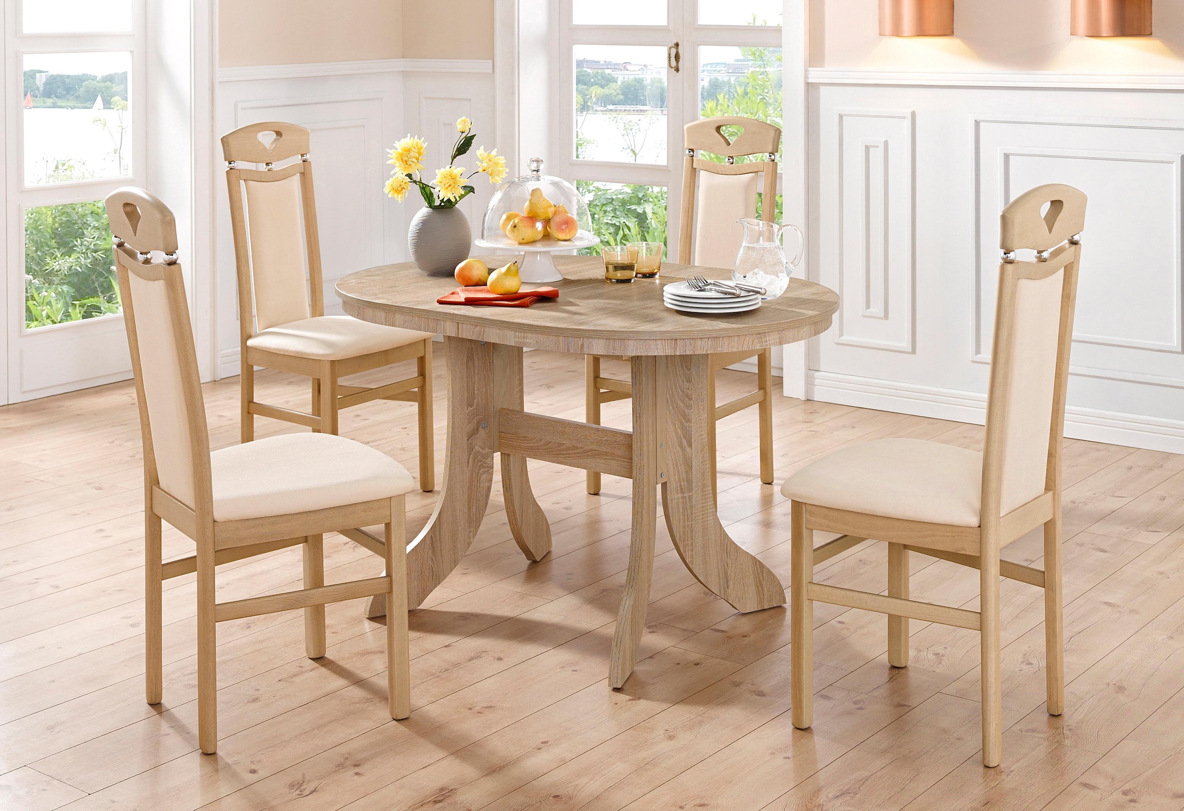 Home affaire Chaise de salle à manger »Berta Küchenstuhl« (Set) 2 cuisBezug in Microfaser, Gestell aus Buche Massivholz