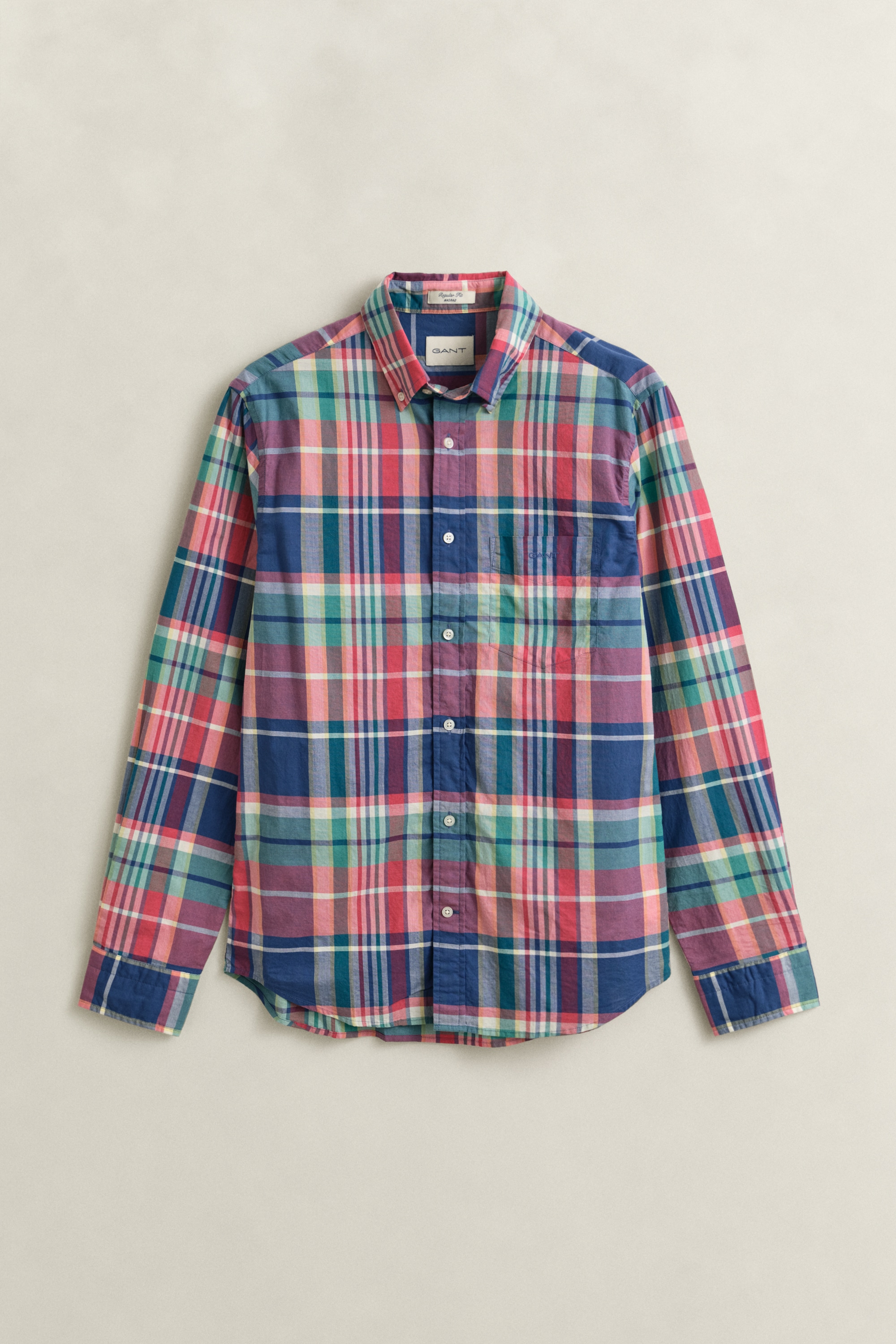 Gant Chemise à manches longues »REGULAR INDIAN MADRAS CHECK« coupe regular fit avec col boutonné