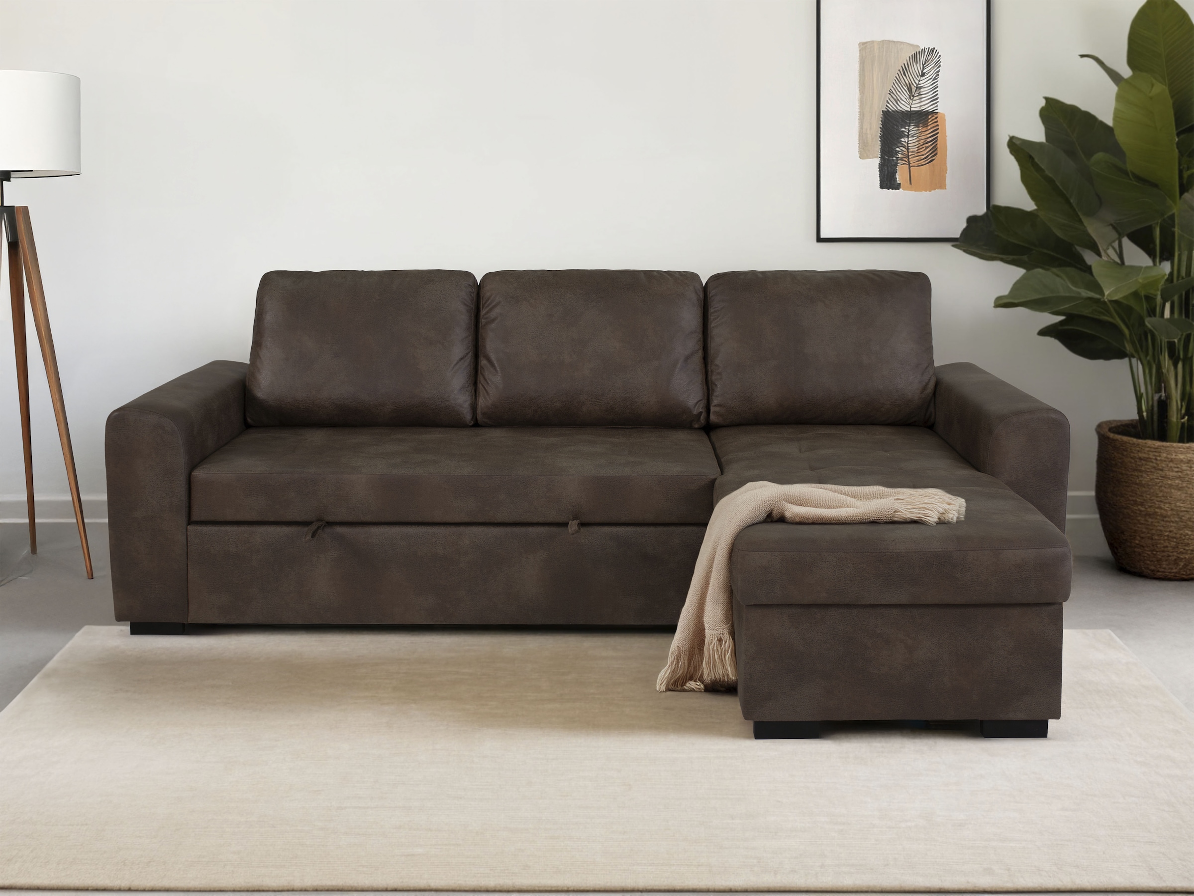 Trends by HG Canapé d'angle »Poll L-Form, B: 245 cm« mit Bettfunktion & Bettkasten