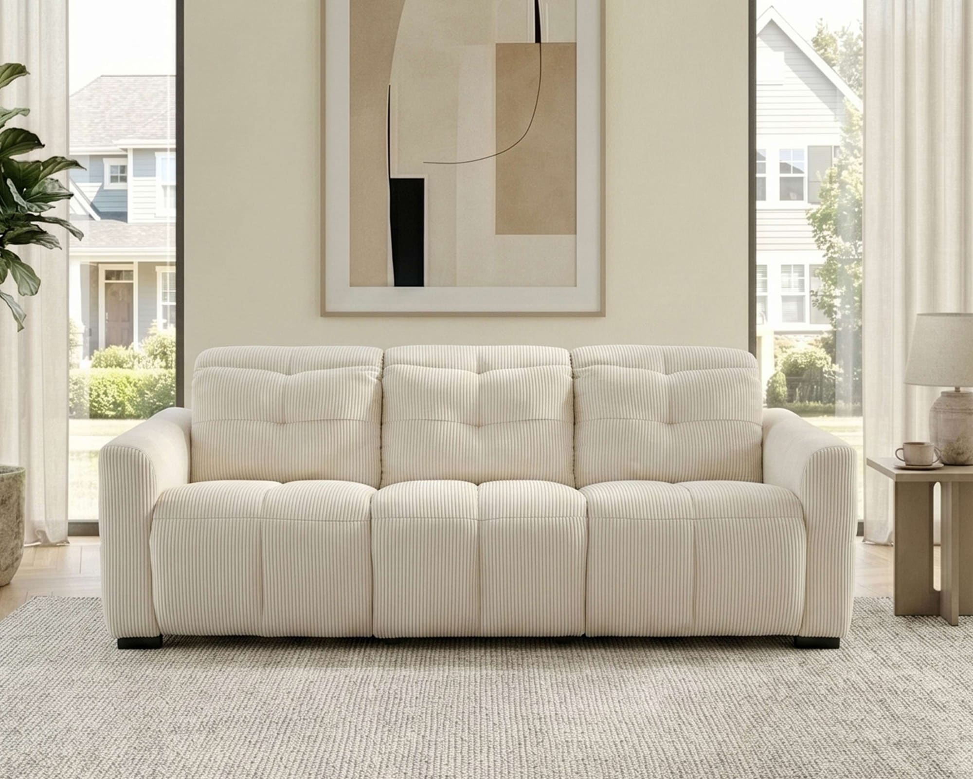 GOODproduct 3-places »CAARLA Cord, Sofa, 224 cm, man. oder elektr. Relaxfunktion (USB-A/C)« avec USB-A et USB-C en version électrique, réglage de la tête