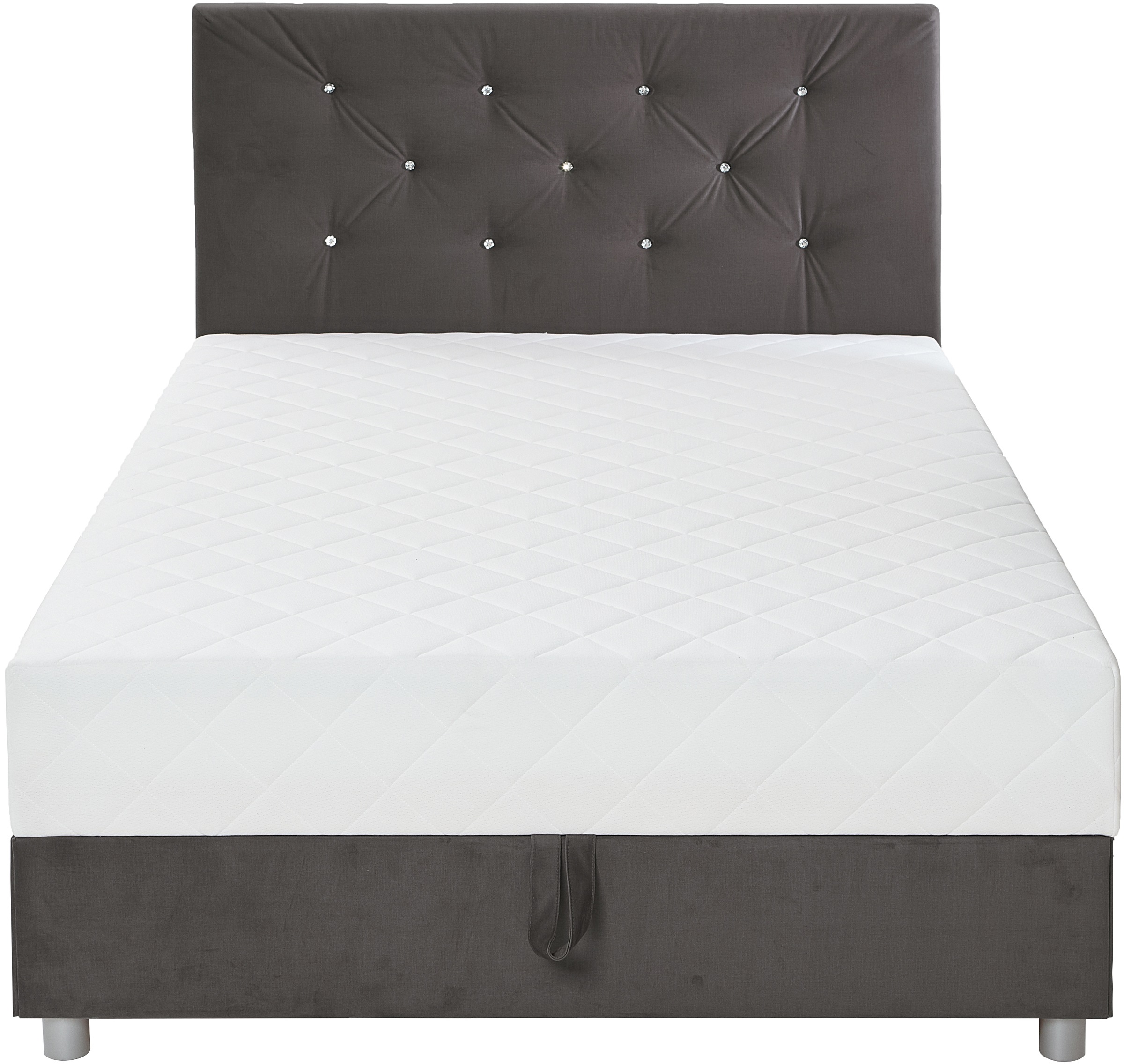 ATLANTIC home collection Boxbett »CELIA im hochwertiger Samtoptik« mit Taschen-Federkernmatratze, Bettkasten und Strass-Steinen