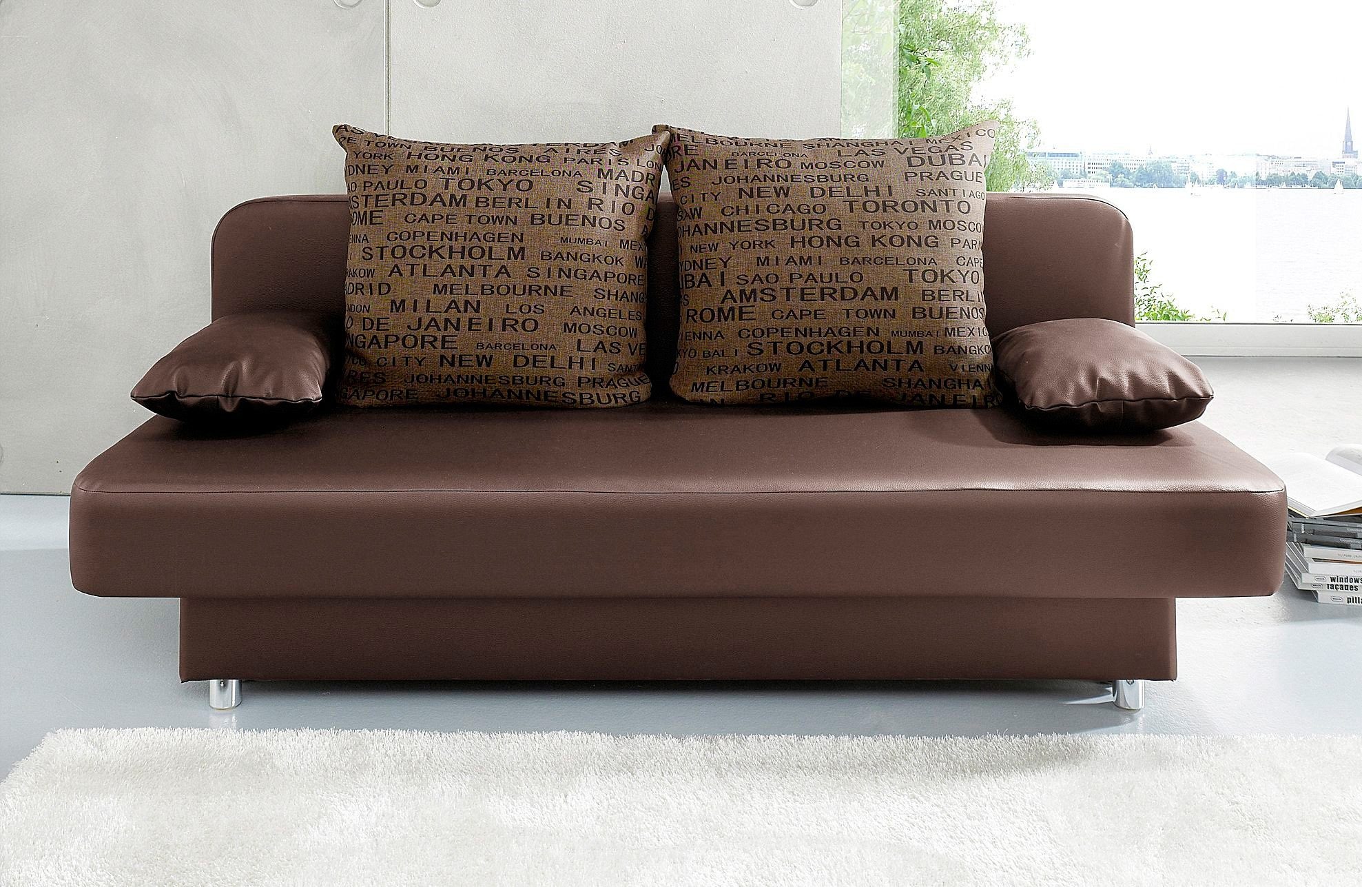 COLLECTION AB Schlafsofa »Ulla inkl. Bettfunktion und Bettkasten« inkl. Wenderückenkissen,Armlehnekissen