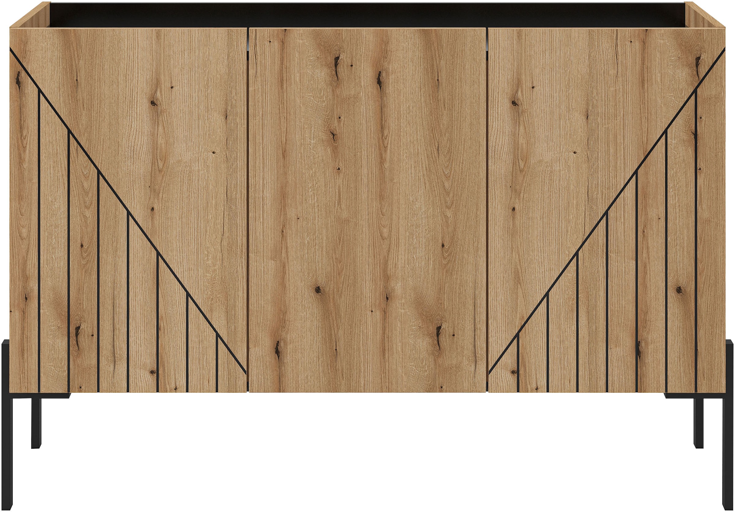 Home affaire Sideboard »SNETT, Breite: 122cm, mit Metall-Stabfüssen, 3 Türen, 3 Einlegeböden« Anrichte, Kommode, Schrank, Board, Higboard