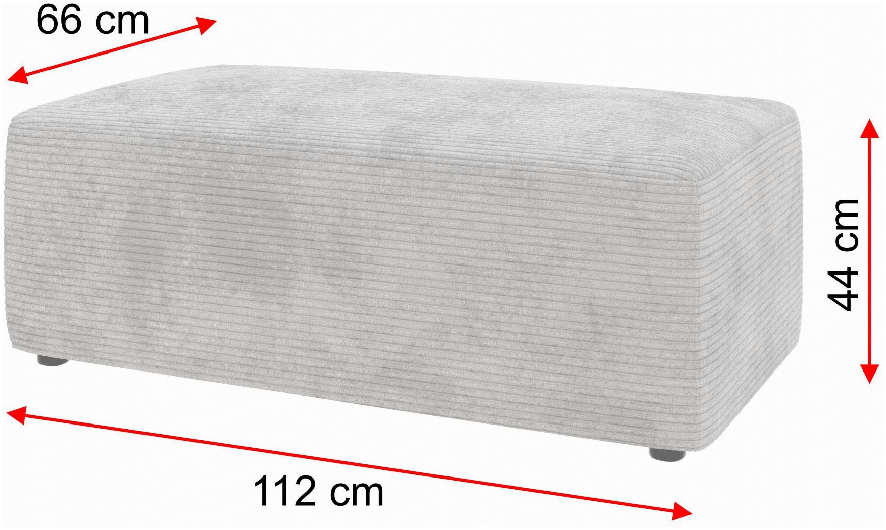 TRENDMANUFAKTUR Tabouret »Wien, XXL Polsterhocker, passende Ergänzung zur Serie« en velours côtelé tendance, largeur généreuse de 112 cm