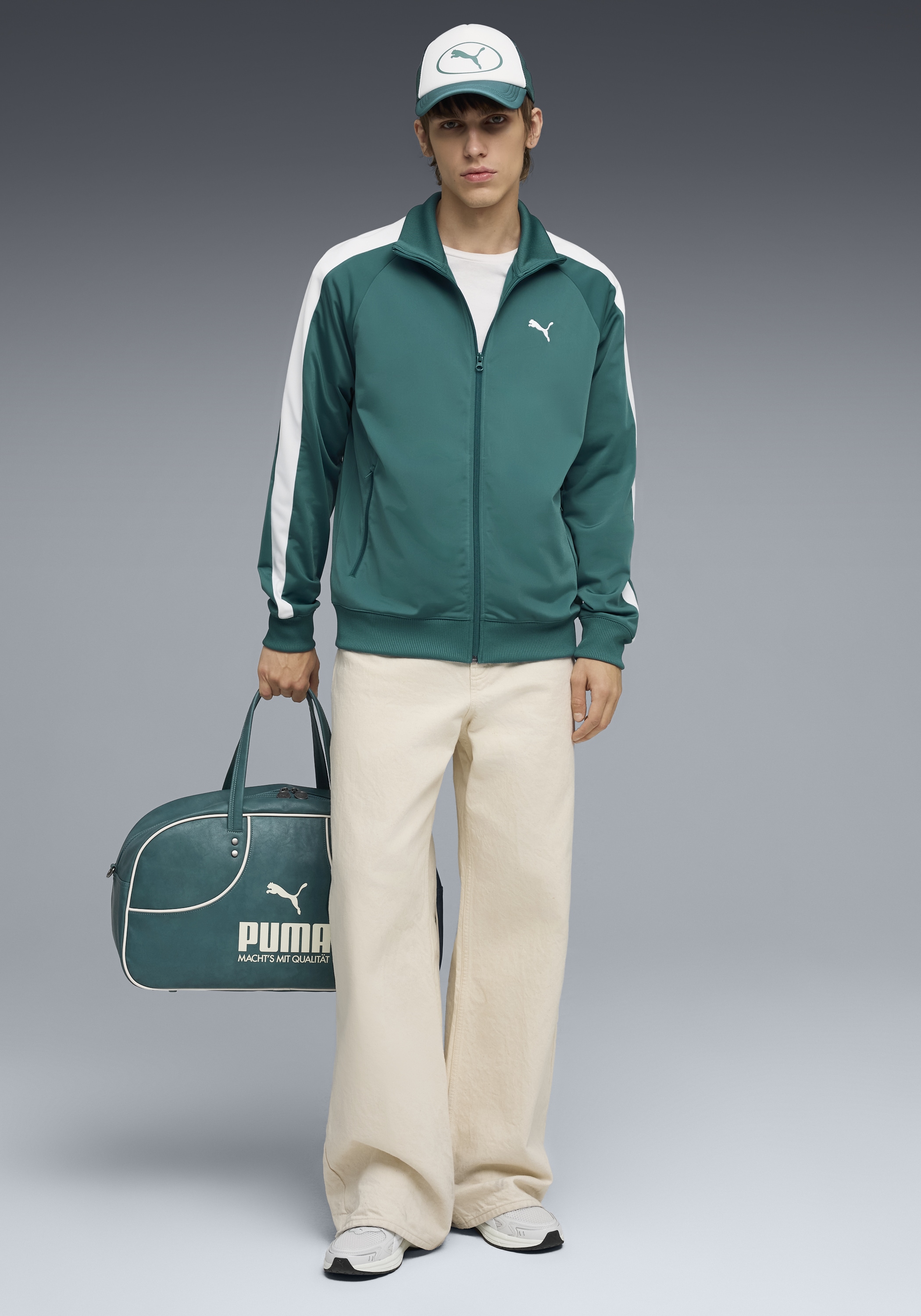 PUMA Veste d'entraînement »T7 FOUNDATION POLY TRACK JACKET« ohne Kapuze ohne Kapuze, mit Reissverschlusstasche, Regular Fit