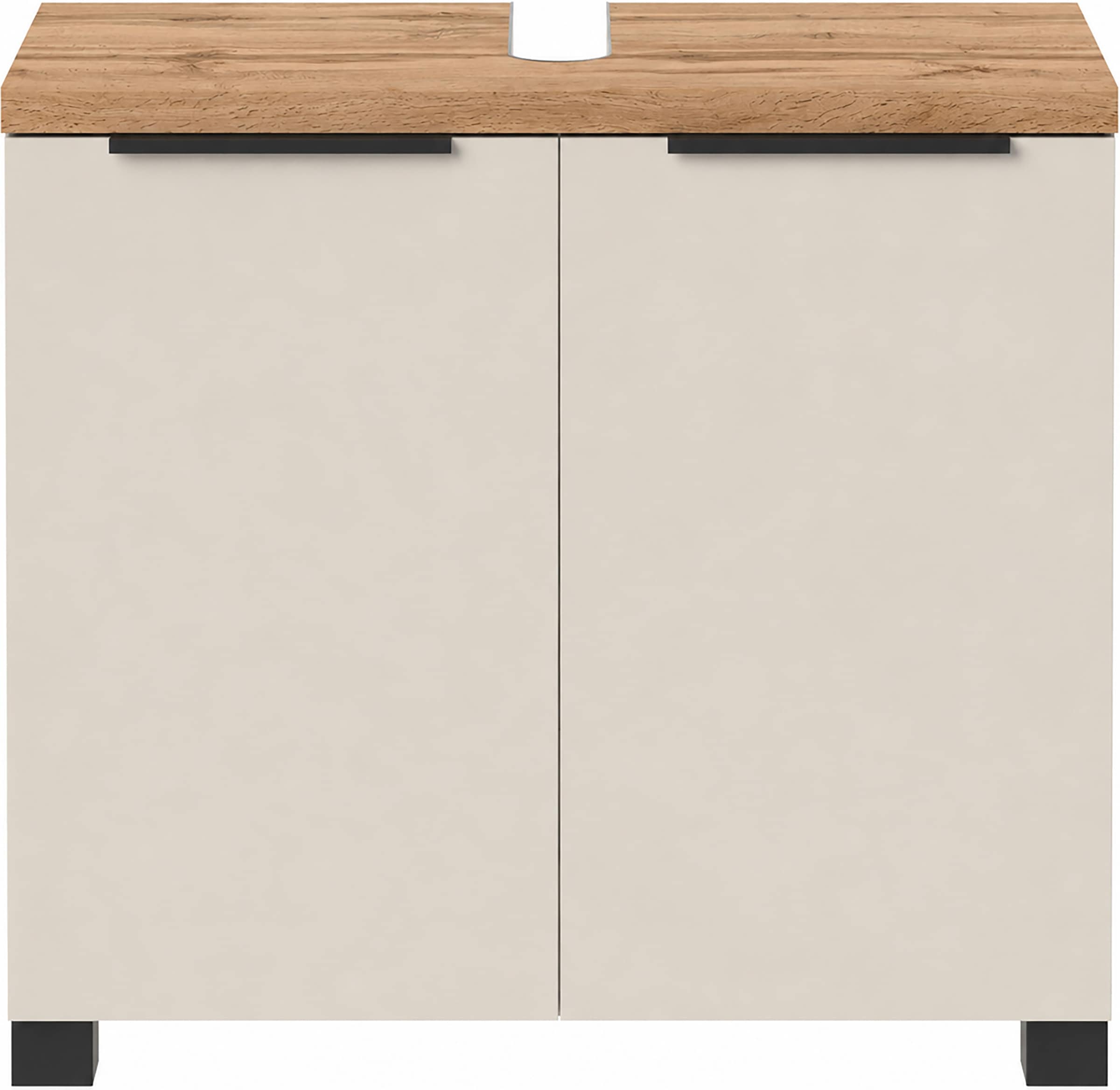 Schildmeyer Armoire sous lavabo »Saga, mit fühlbarer Holzstruktur, Breite 65 cm, Made in Germany« 1 cuis tlg. décor chêne campagne avec structure palpable, Fabriqué en Allemagne