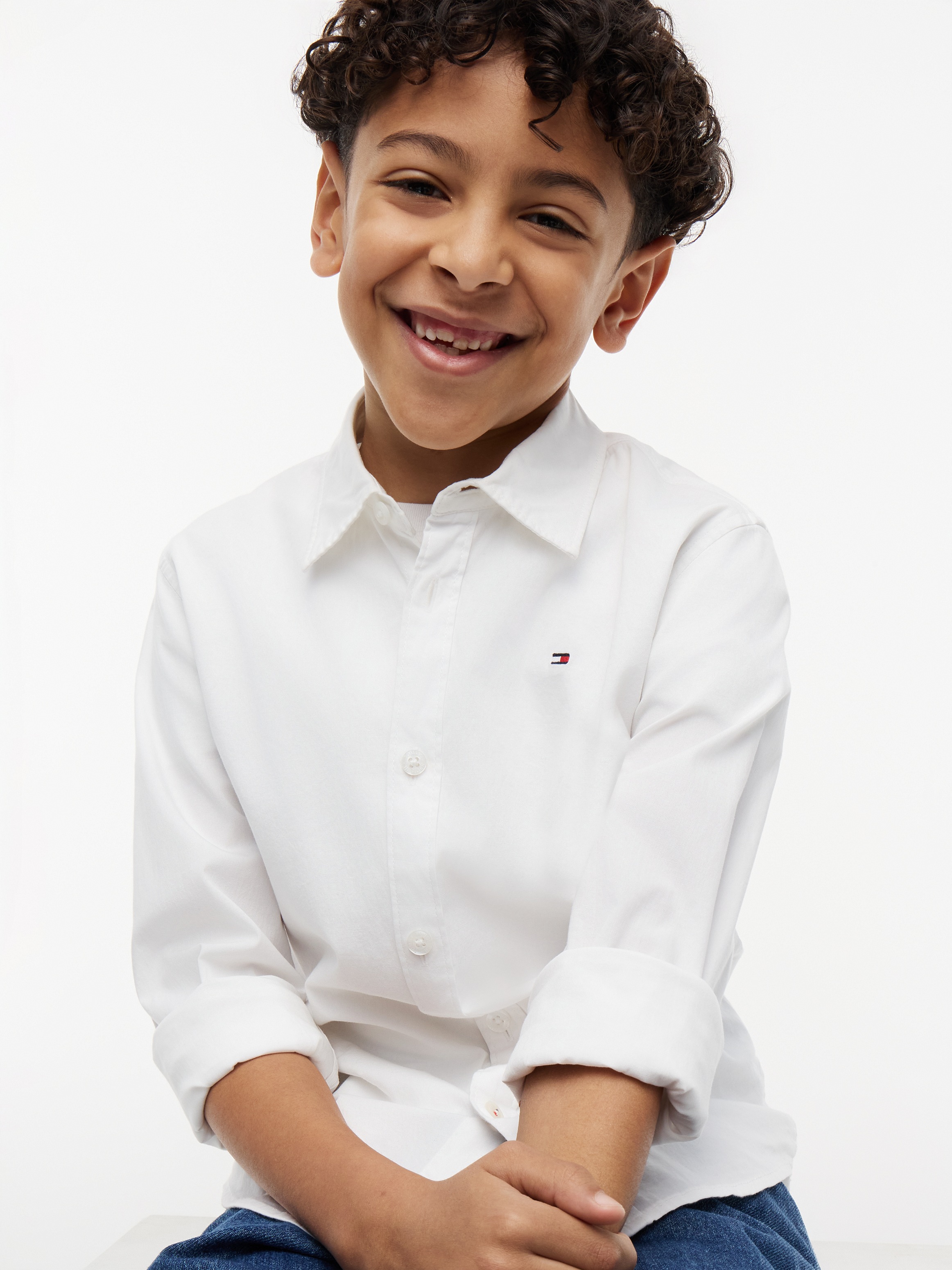 Tommy Hilfiger Chemise à manches longues »SOLID STRETCH POPLIN SHIRT L/S« pour garçon