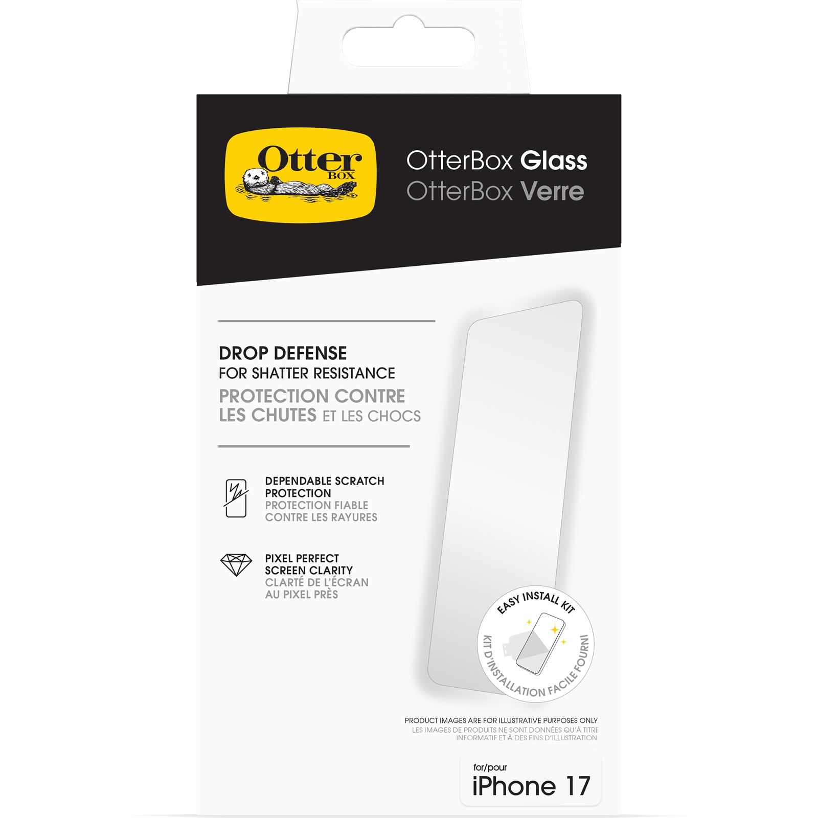Otterbox Verre de protection d'écran »Glass Screen Protector« für Apple iPhone 17 Displayschutzfolie, Schutzfolie, Bildschirmschutz, kratz- & stossfest