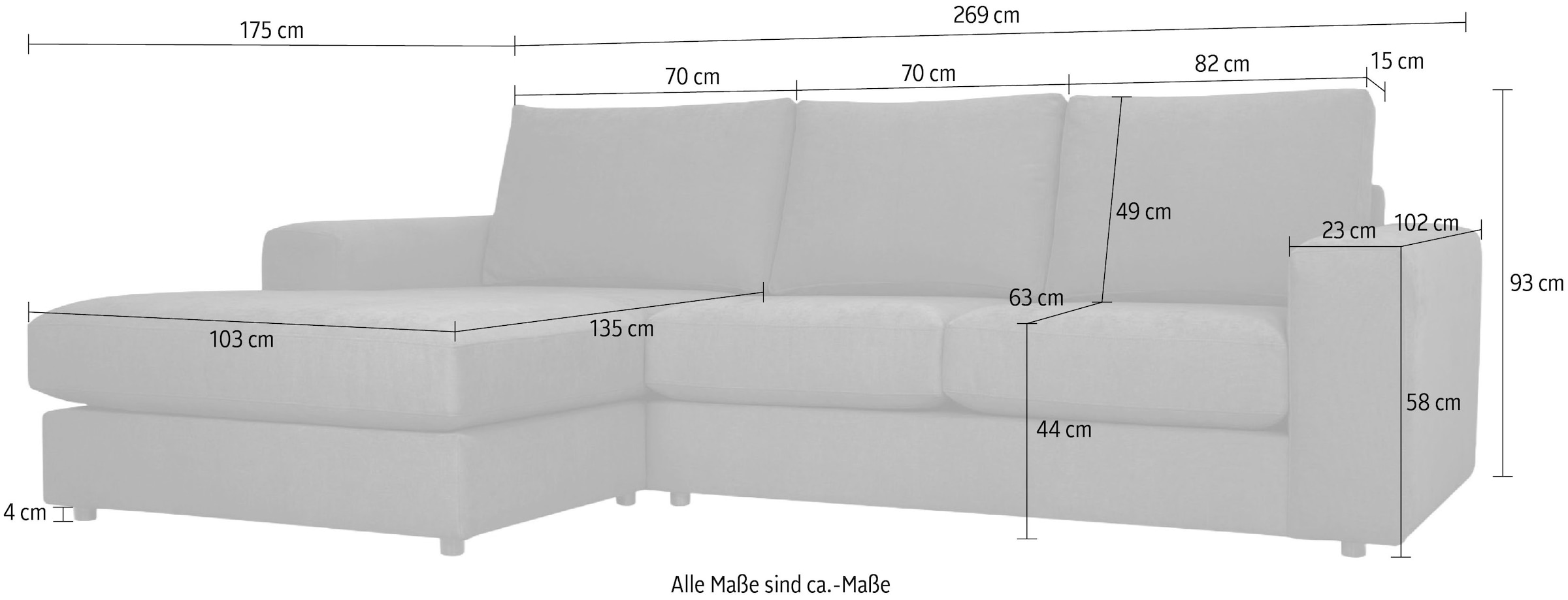 GOODproduct Canapé d'angle »Nivette, weiches Chenille« Breite 269 cm, L-Form, bodentief, mit Wellenunterfederung