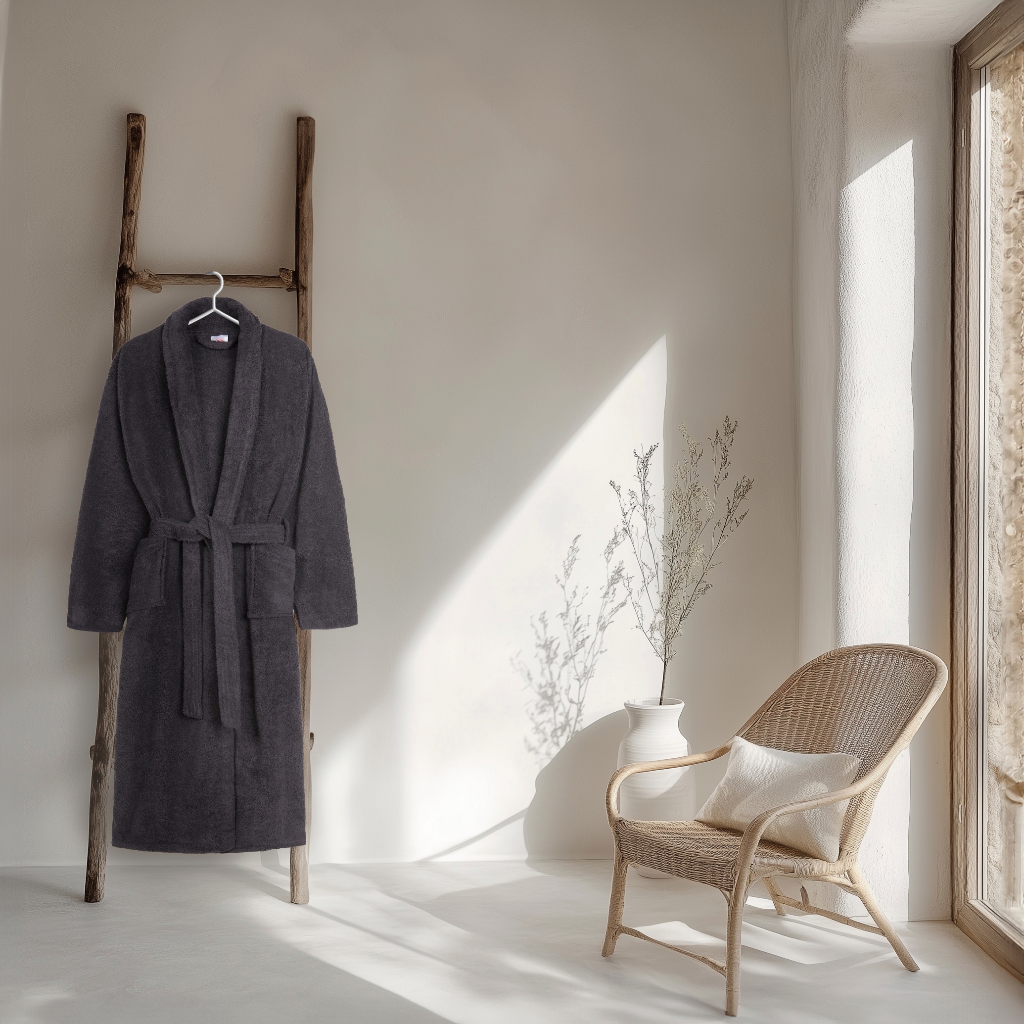 hip Peignoir de bain »Hip Bathrobe uni« Packung, 1x Bademantel, 1 cuis Schalkragen, Gürtel, Taschen, Damen & Herren, Velours, Glanz,