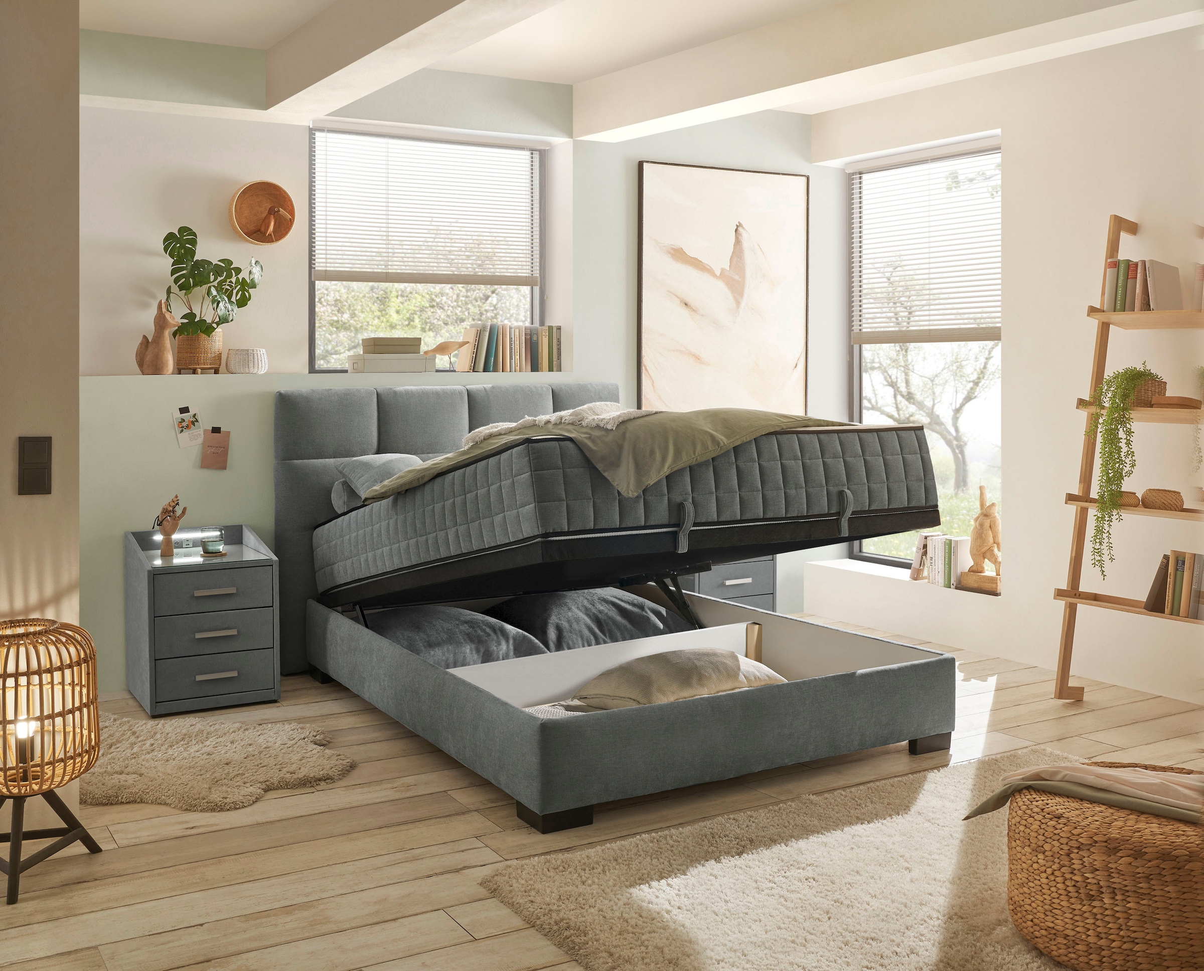ED EXCITING DESIGN Lit de boxe »Nagol« avec coffre de lit, avec matelas réversible, disponible en différentes largeurs