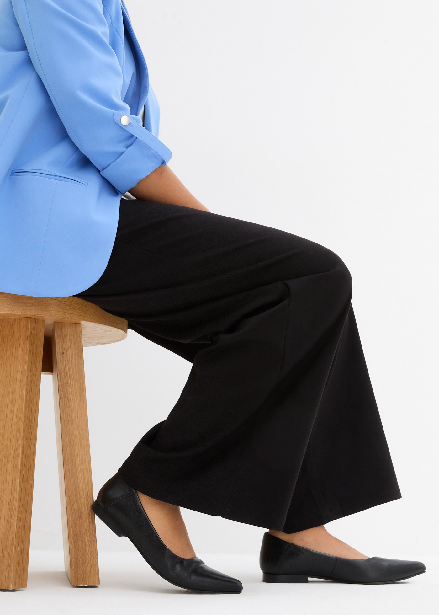 bonprix Pantalon marlène  weit geschnitten, Loose fit Passform, High-Waist-Bequembund