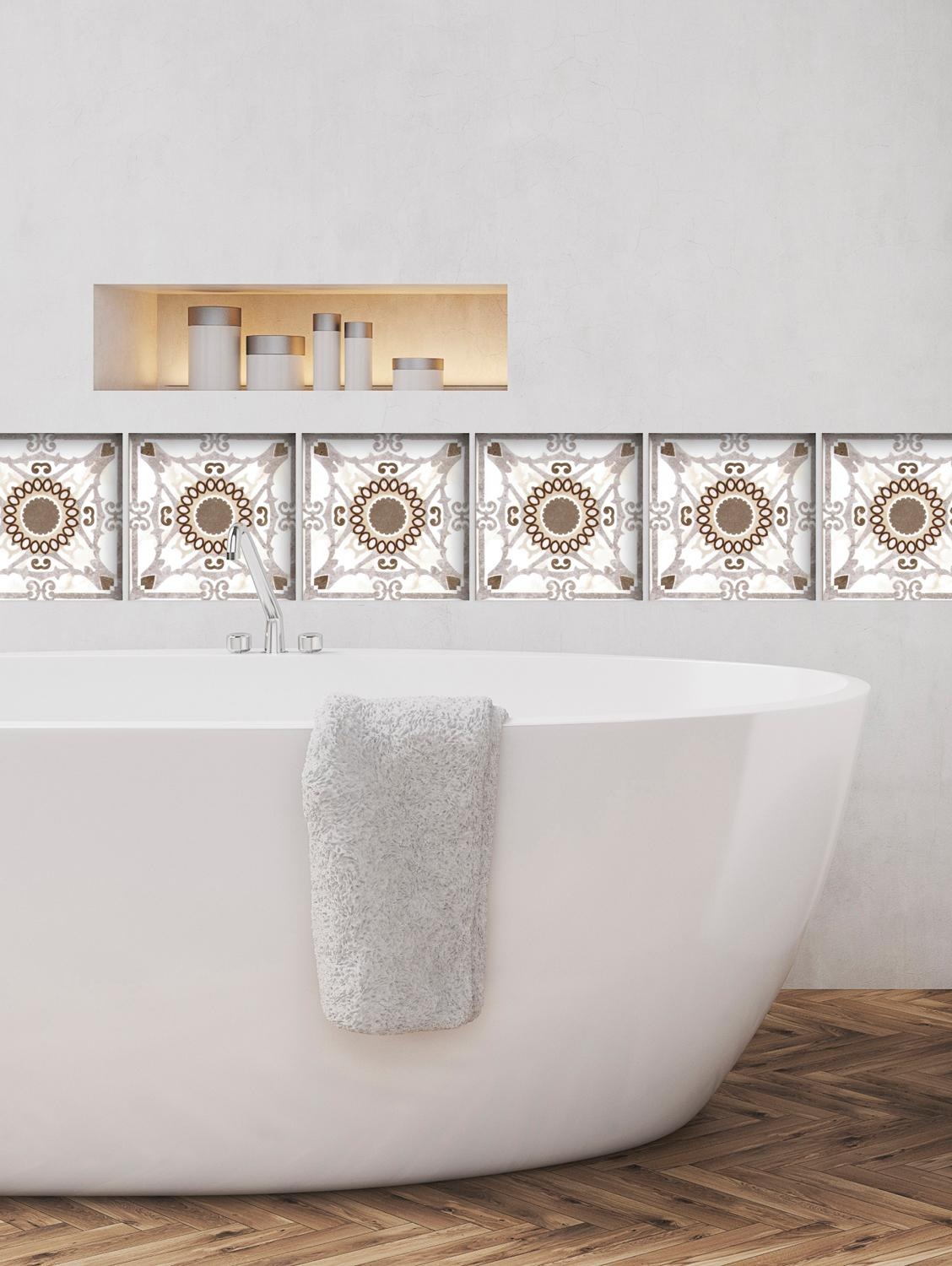 queence Autocollants pour carrelage »Mosaik Muster« Stickerfliesen, selbstklebend, Sticker, 12er Set