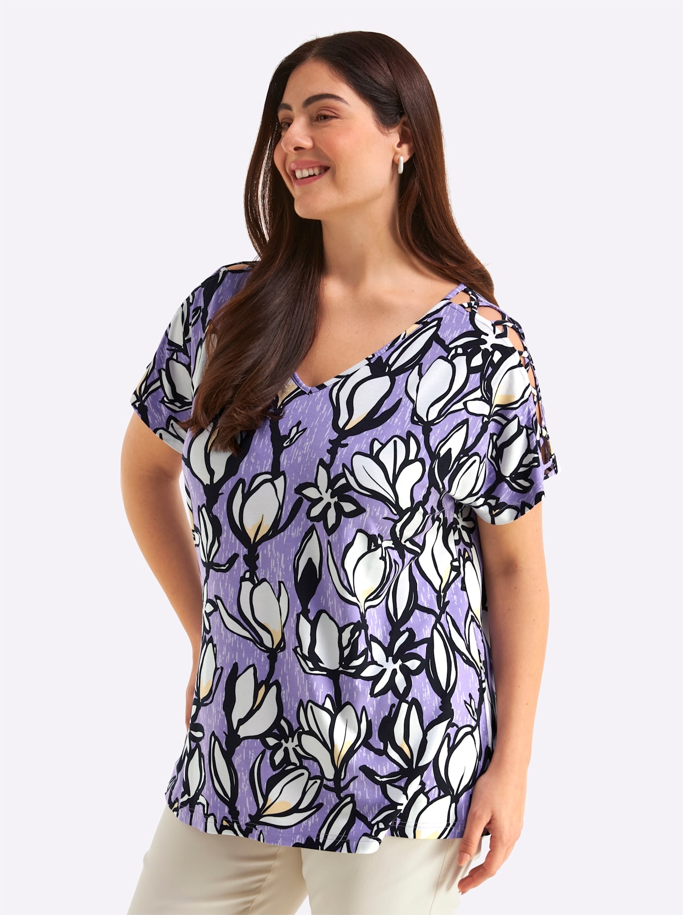 Sheego T-shirt en V »Kurzarm-Shirt« 1