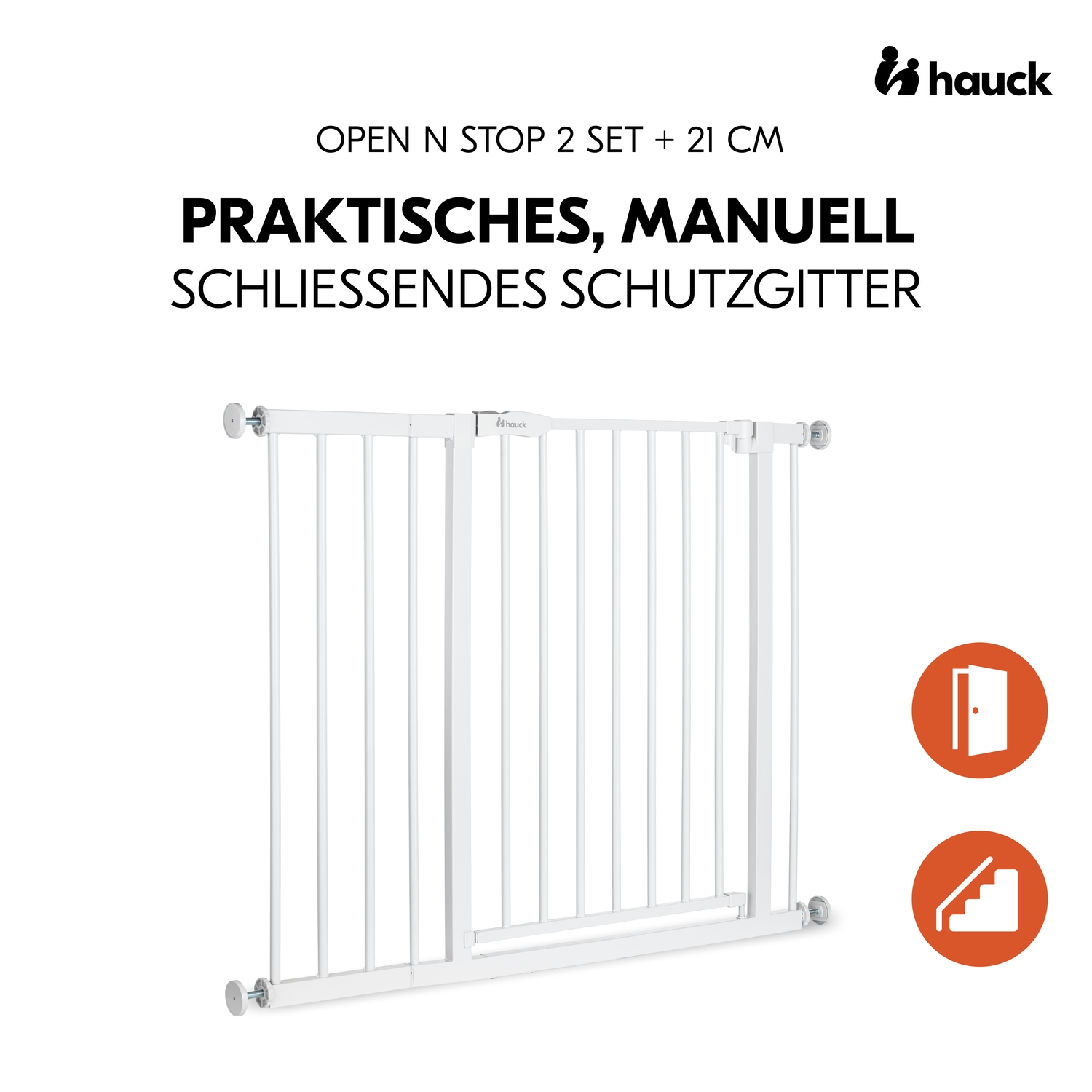 Hauck Türschutzgitter »Open N Stop 2 Set inklusive Verlängerung 21 cm, White« auch als Treppenschutzgitter verwendbar; 96-101 cm