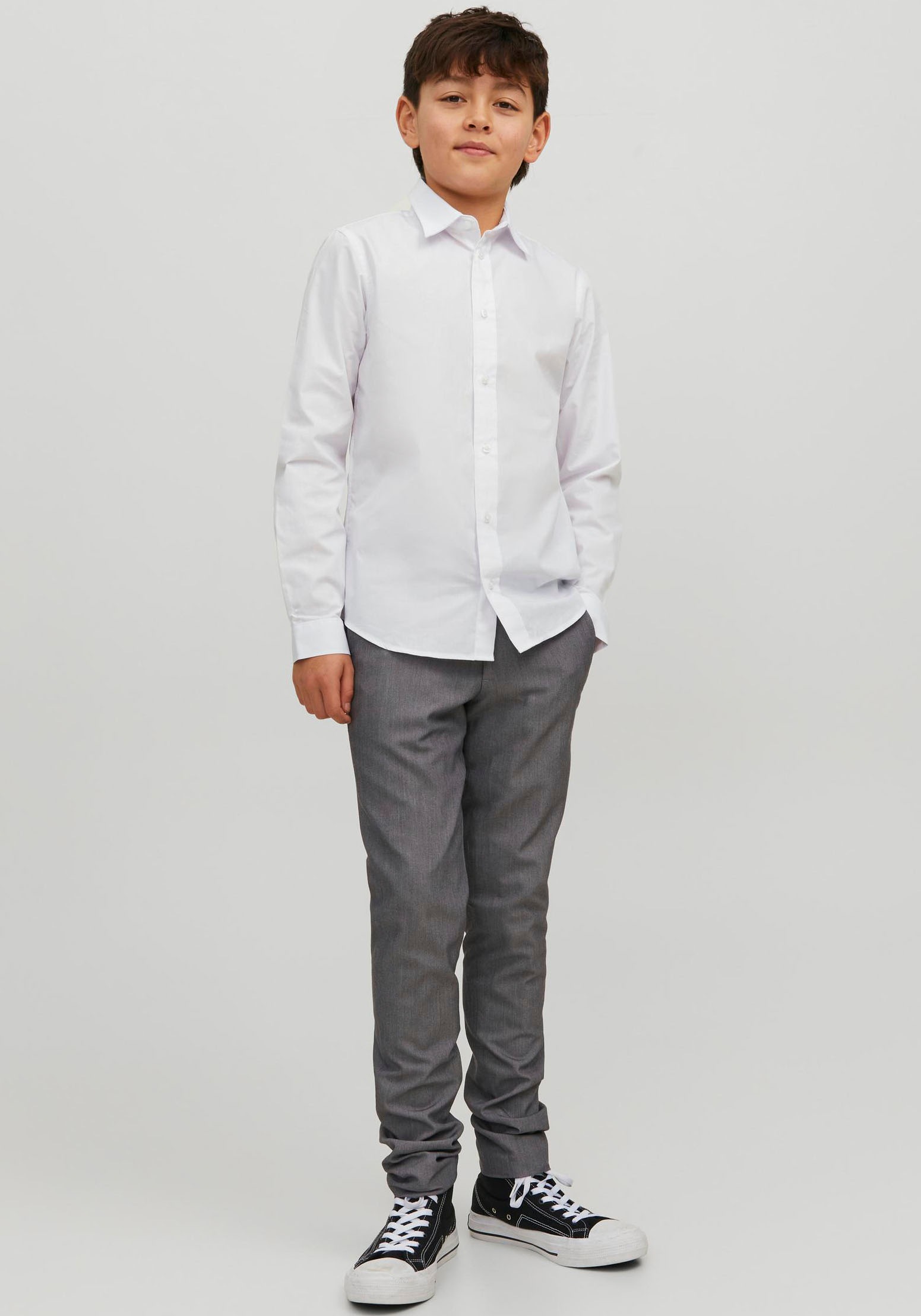 Jack & Jones Junior Langarmhemd »JJJOE SHIRT LS PLAIN NOOS JNR« Materialmix, regular fit
