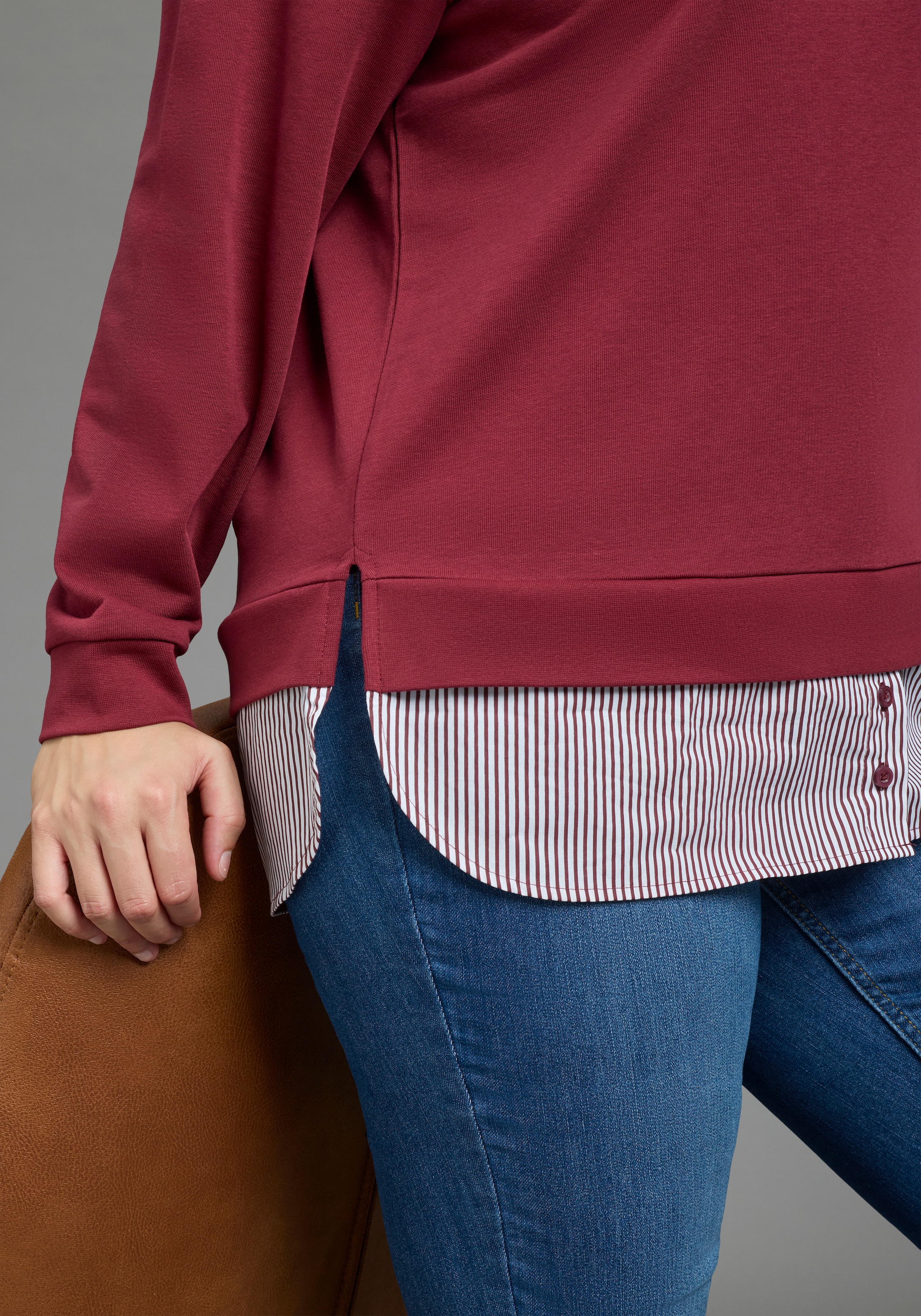 Laura Scott CURVE Pull »Grosse Grössen«, avec empiècement de blouse élégant
