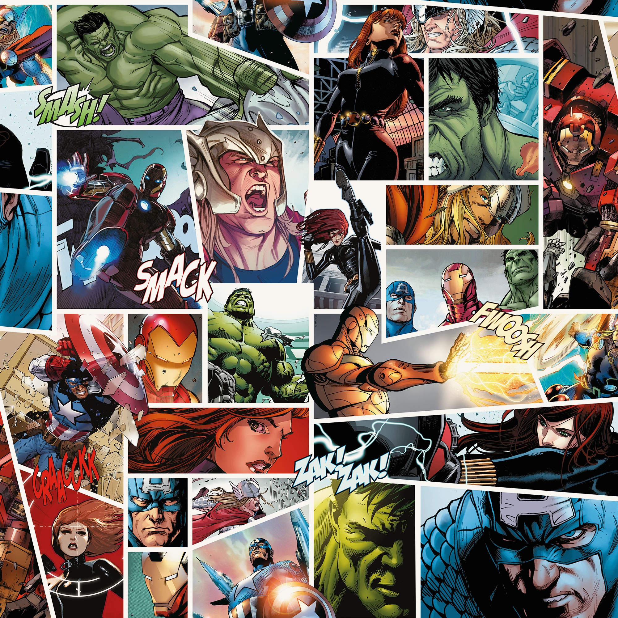 Komar Papier peint intissé »Marvel Comic Panel« imprimé lisse rouleau de 53 x 1005 cm