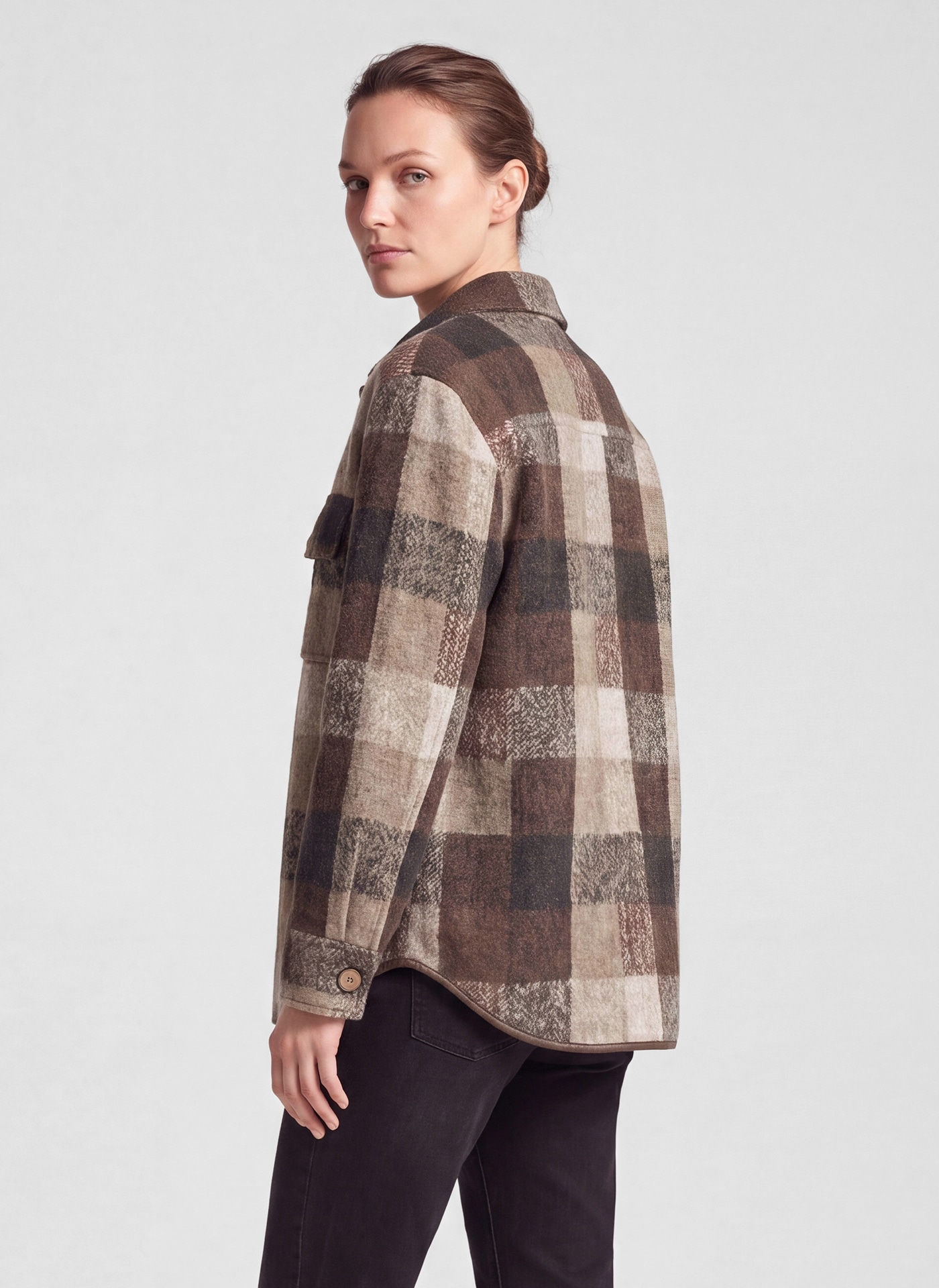 Rabe Hemdjacke ohne Kapuze im Karo-Look und mit Knopfleiste