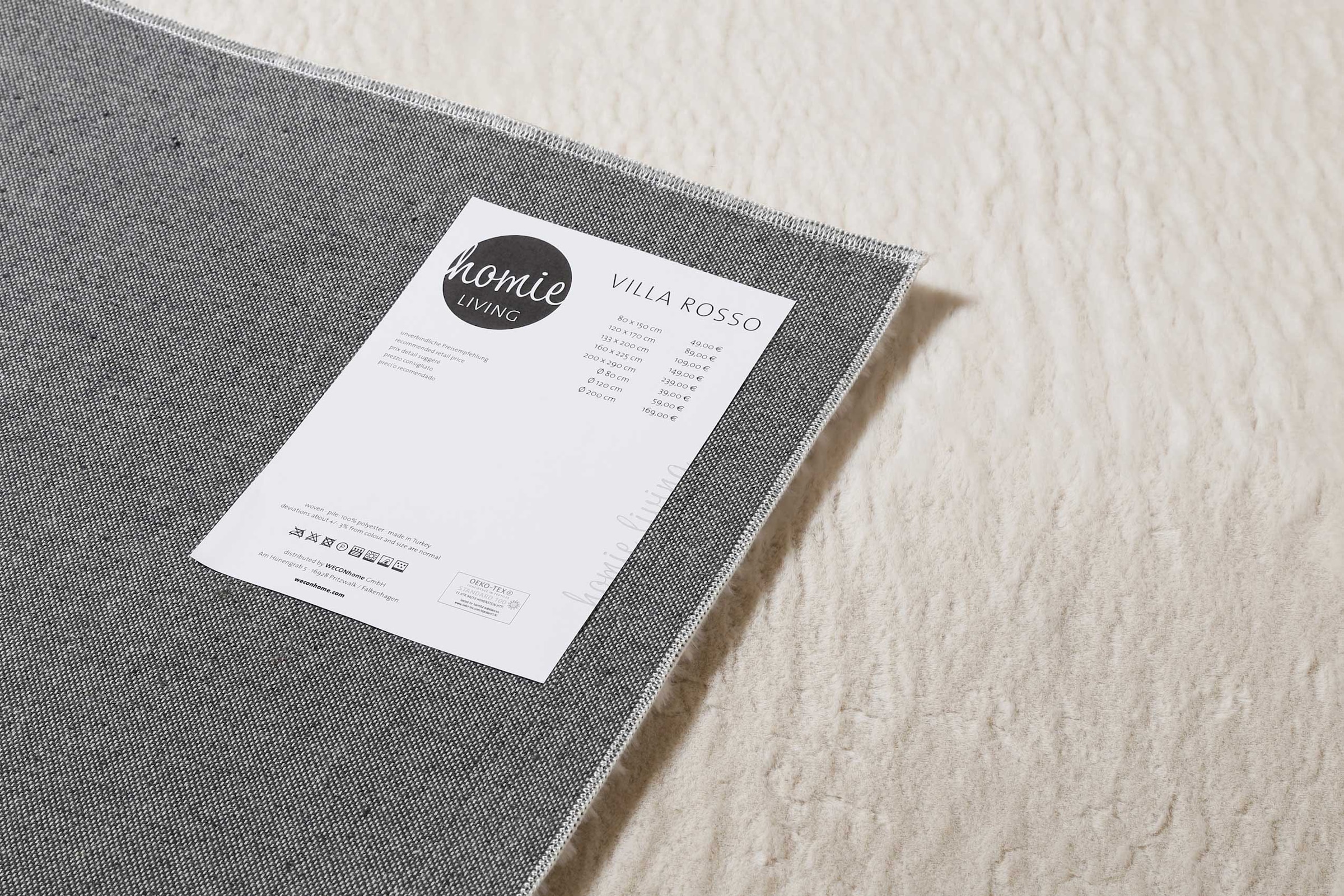 Homie Living Tapis »Villa Rosso« Rectangulaire 15 mm Höhe Kurzflor, Uni Farben, leicht glänzende Optik