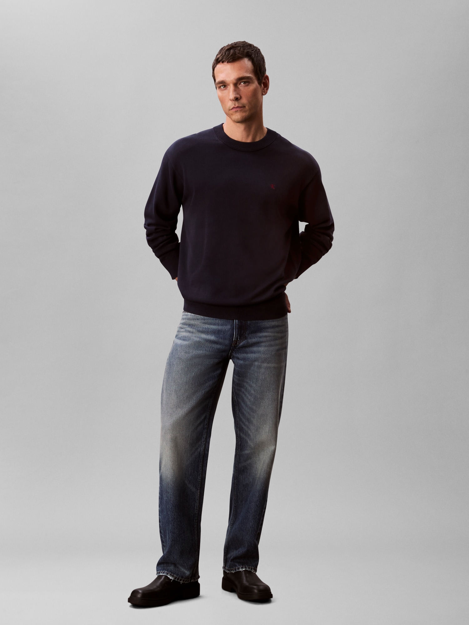 Calvin Klein Jeans Pull en tricot »LS EZ COTTON CREWNK SWEATER 12GG« Mit Rundhalsausschnitt