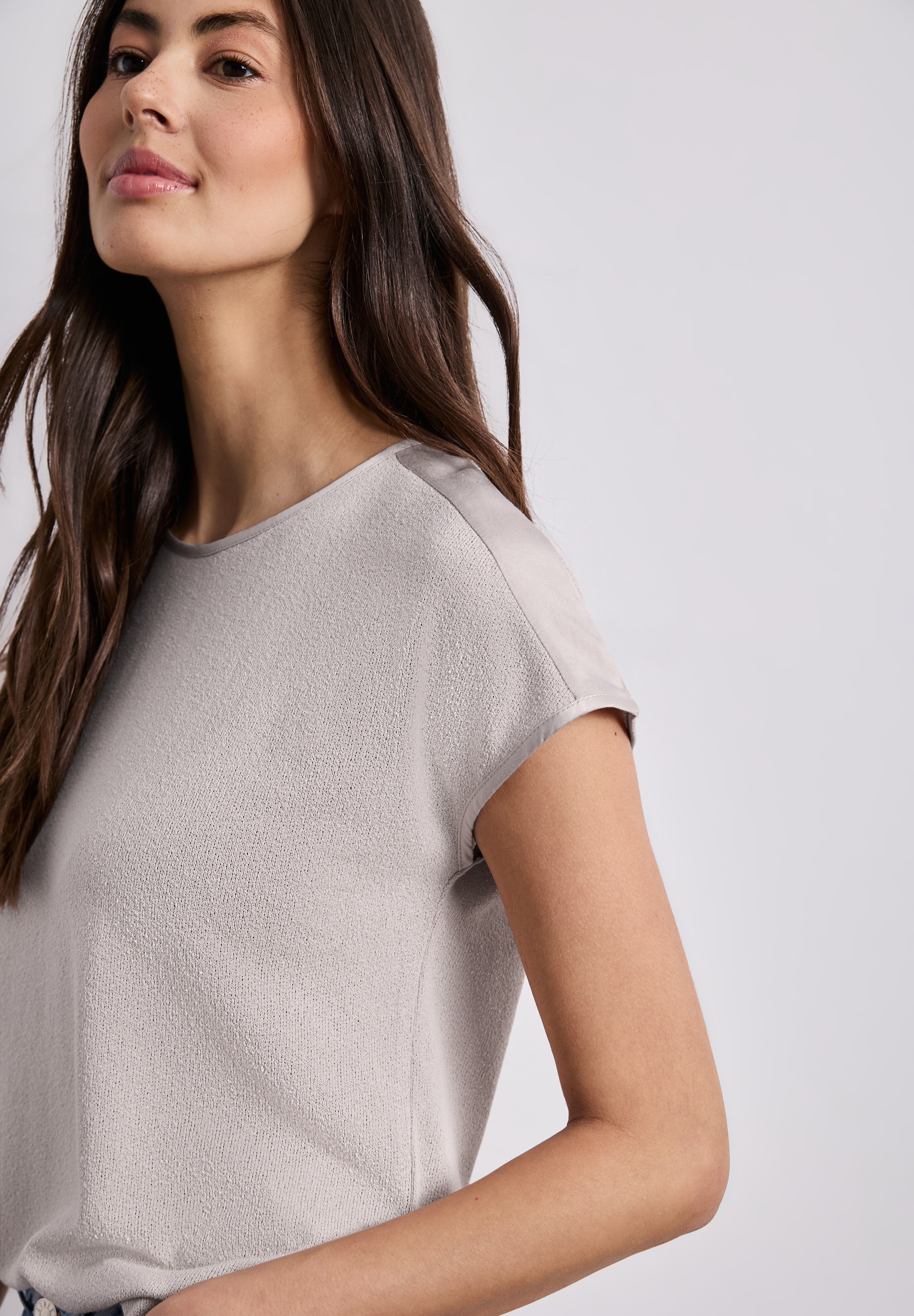 STREET ONE Haut de chemise uni, t-shirt d'été, aspect tricot