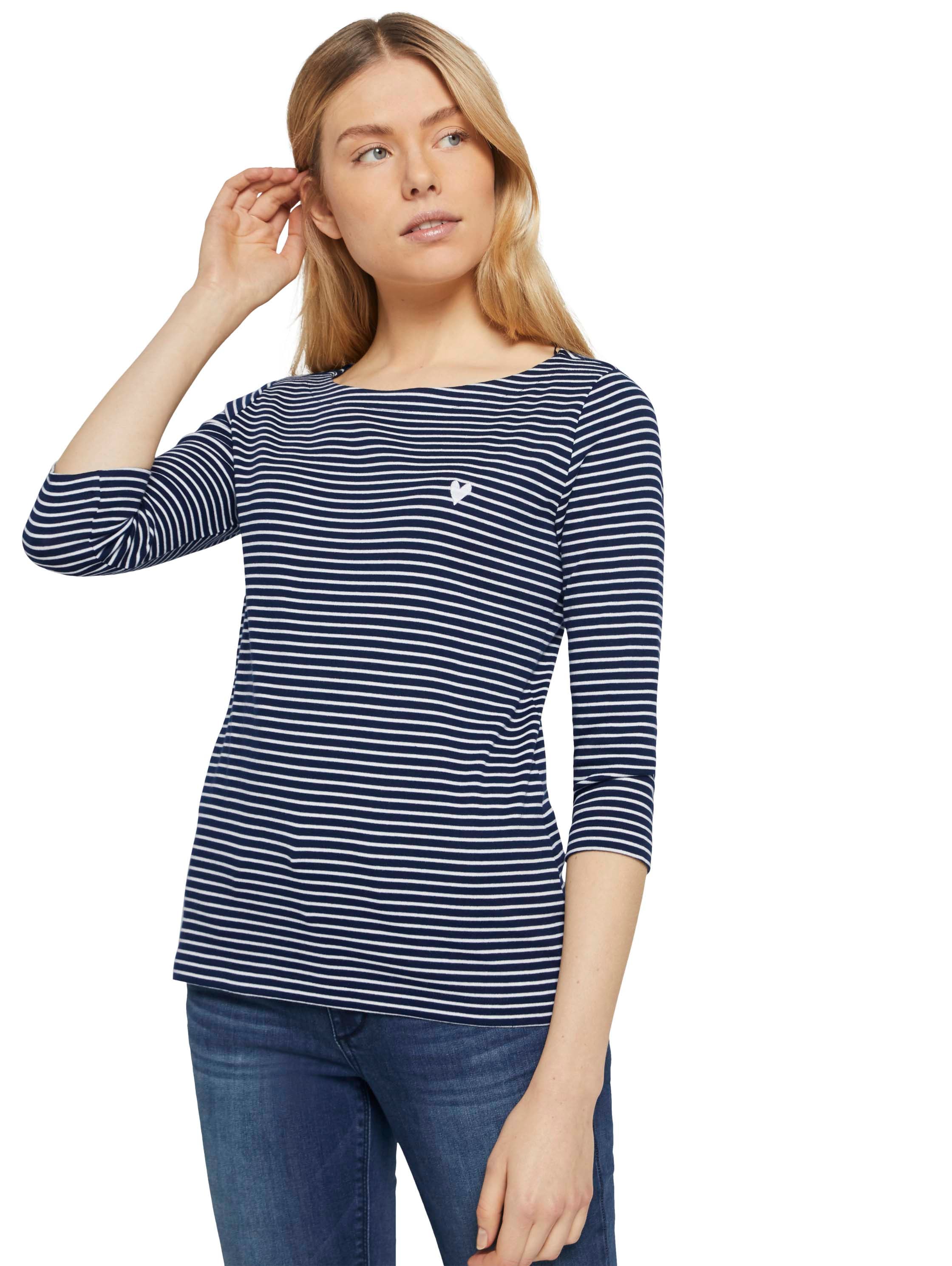 TOM TAILOR T-shirt à manches 3/4 mit Streifenmuster