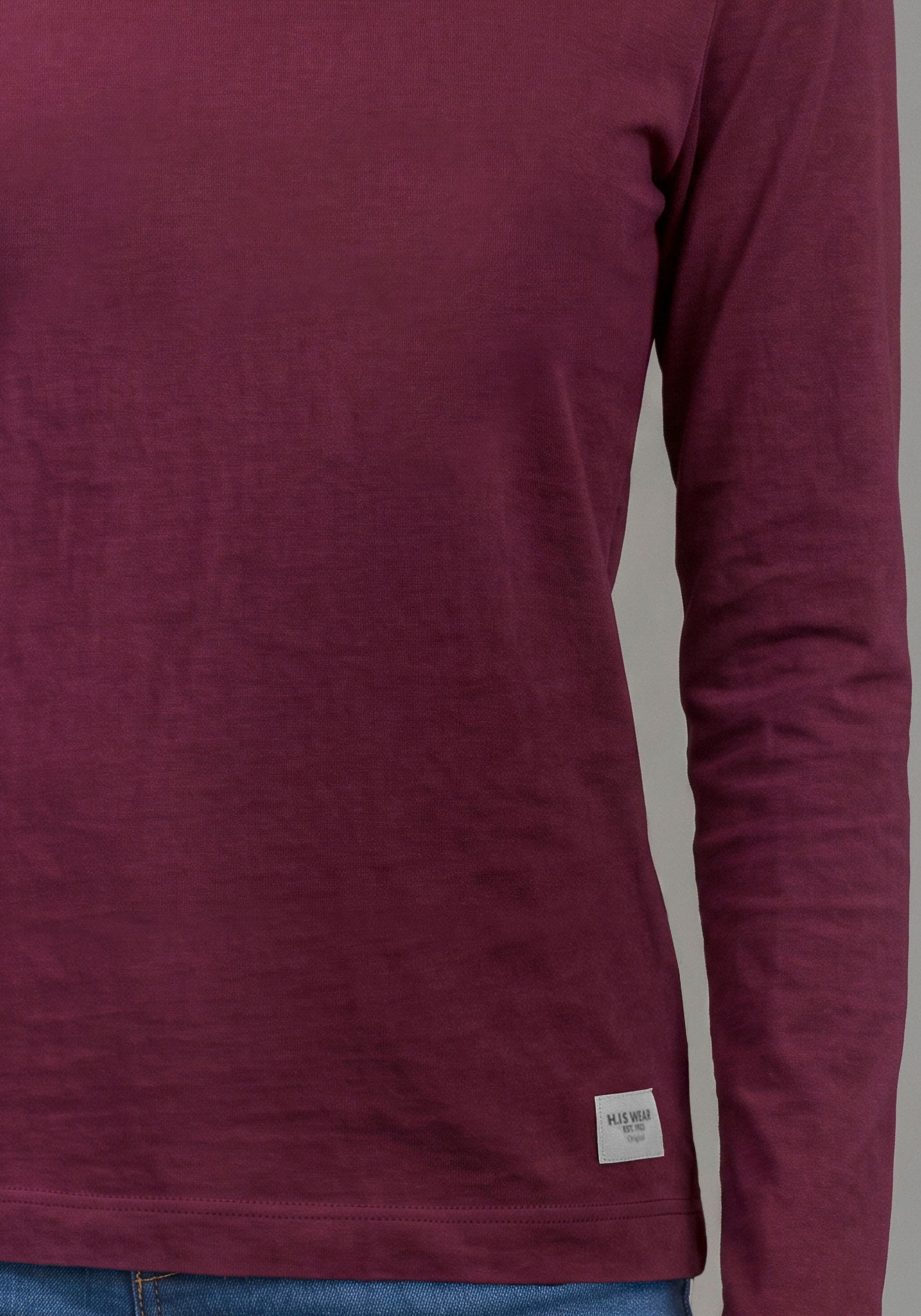 H.I.S T-shirt à manches longues »3er Pack H.I.S Shirts in modischen Farben, Must-Have Basic« Paquet, 3,  3 T-shirts basiques à manches longues en lot, longueur aux hanches, coupe basique
