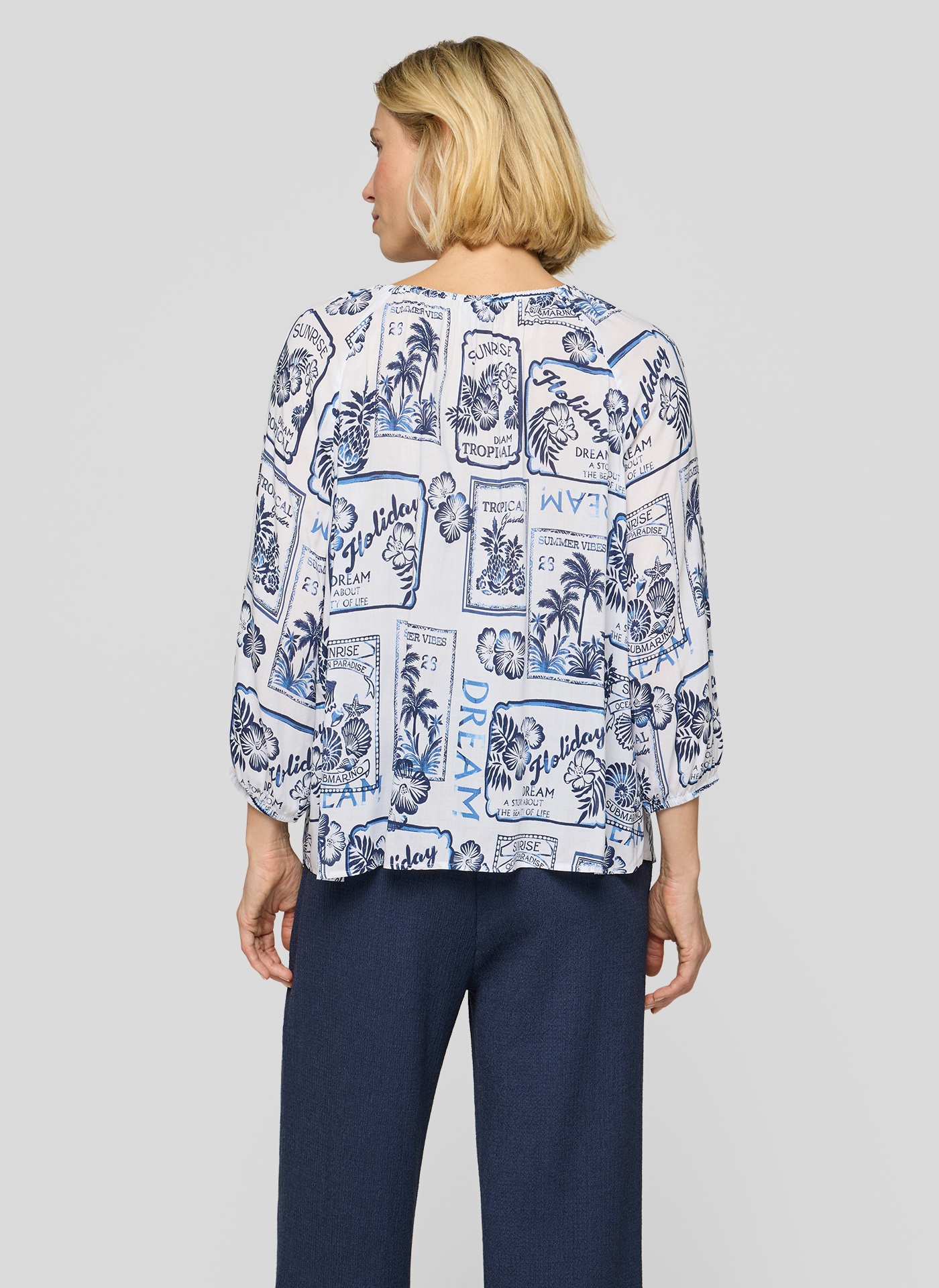 Rabe Schlupfbluse 3/4-Arm mit Allover-Druck