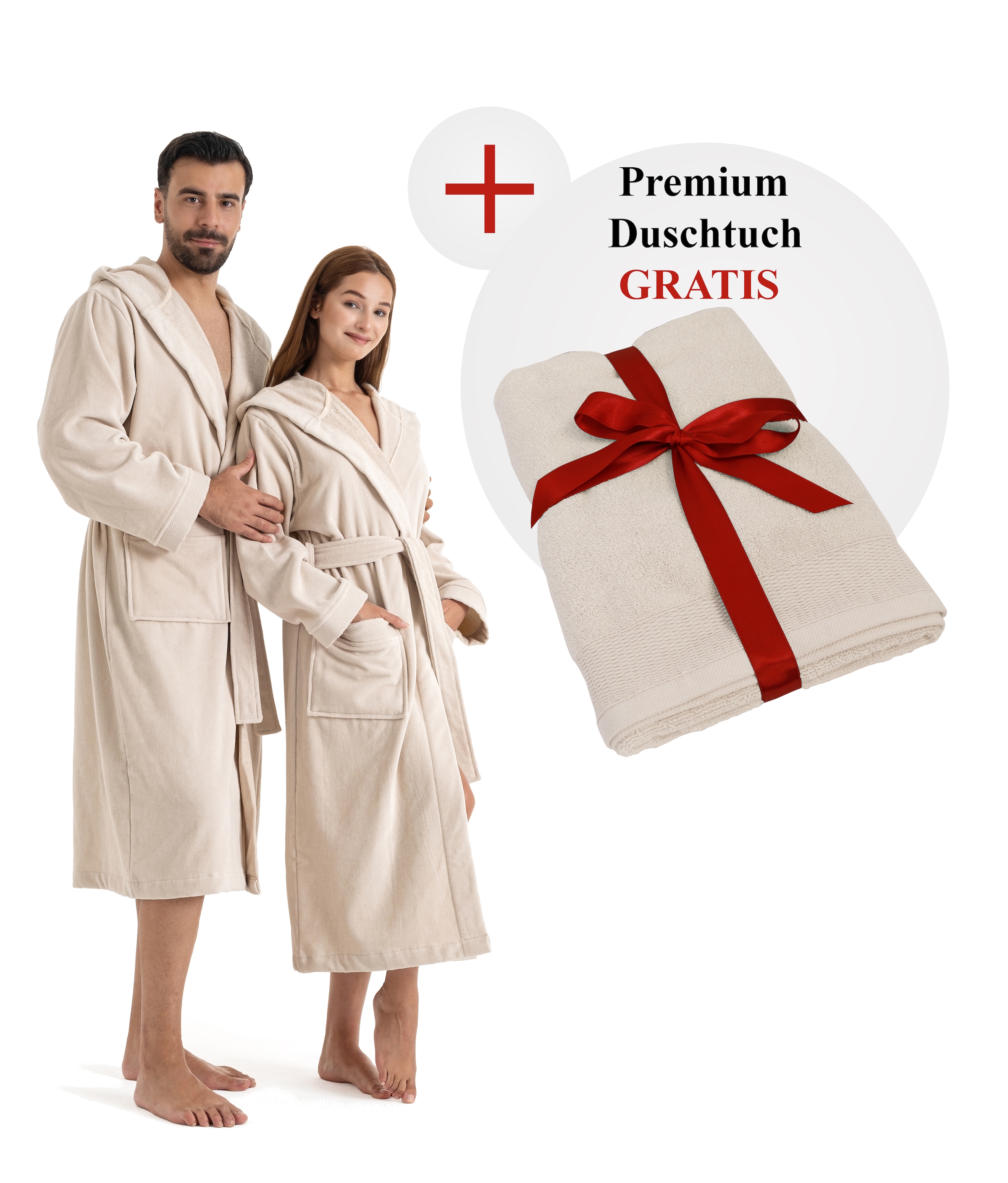 GOODproduct Peignoir de bain unisexe »Fenya, 330 g/m², Premium, Hotelbademantel, Morgenmantel,  Sauna & Spa« 1 cuis Reissverschlusstaschen, weich mit GRATIS-Zugabe: 1x Duschtuch 70x140 cm
