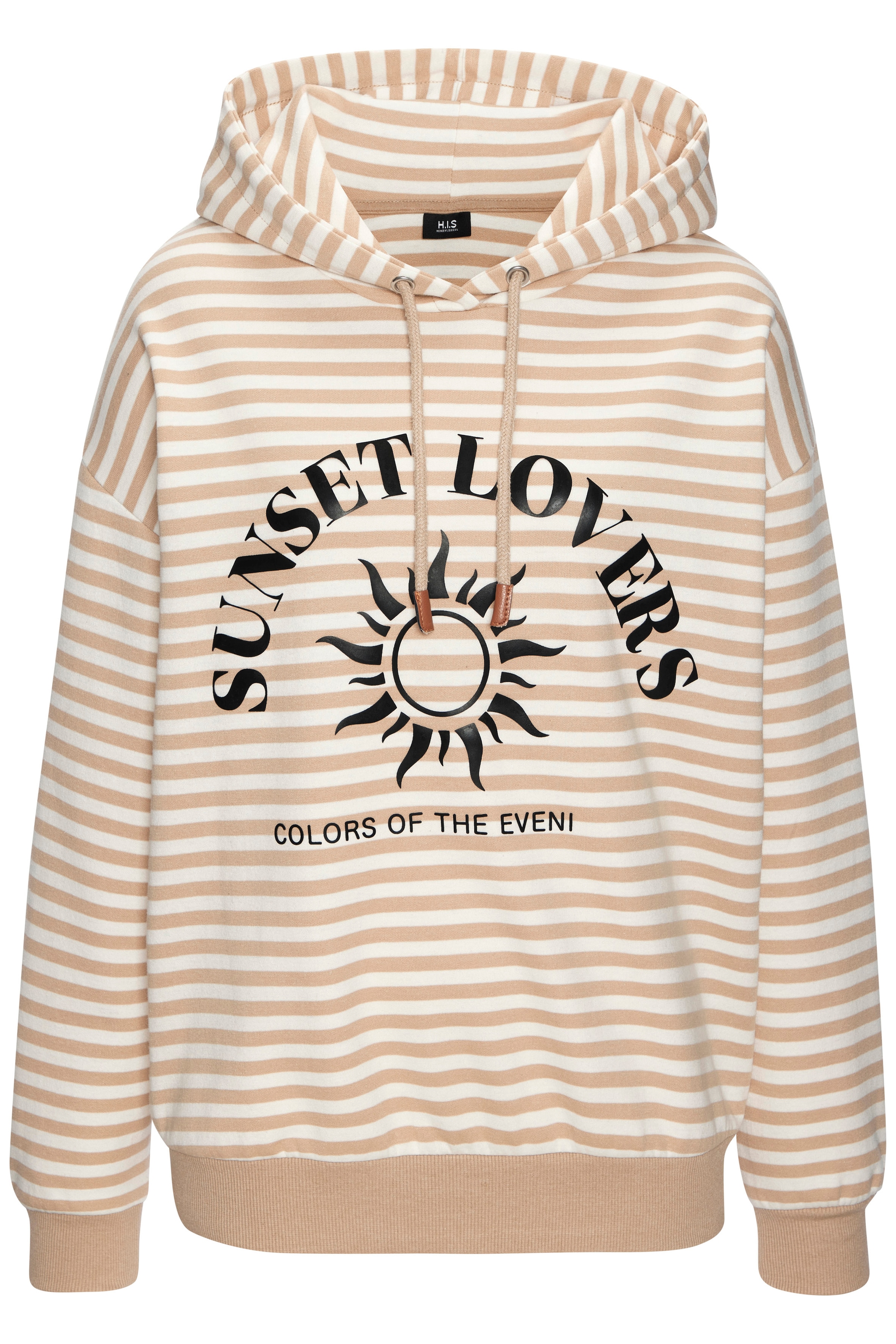 H.I.S Pull à capuche im Streifenlook mit grossen Print, Loungewear